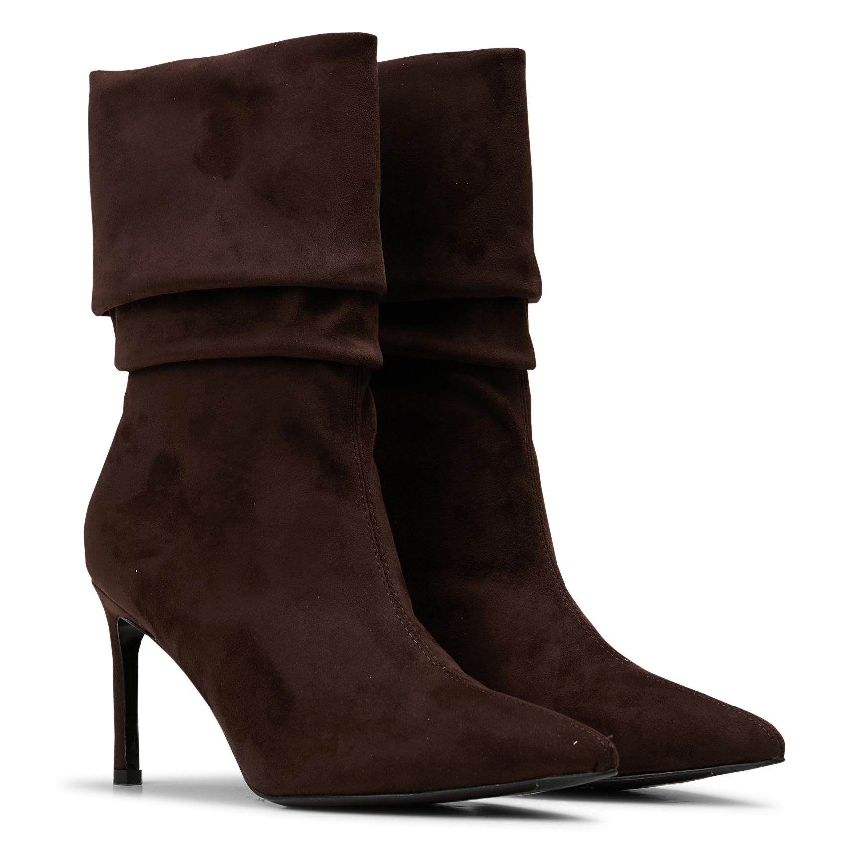 Bottines à talons en cuir velours MI/MAI Marron