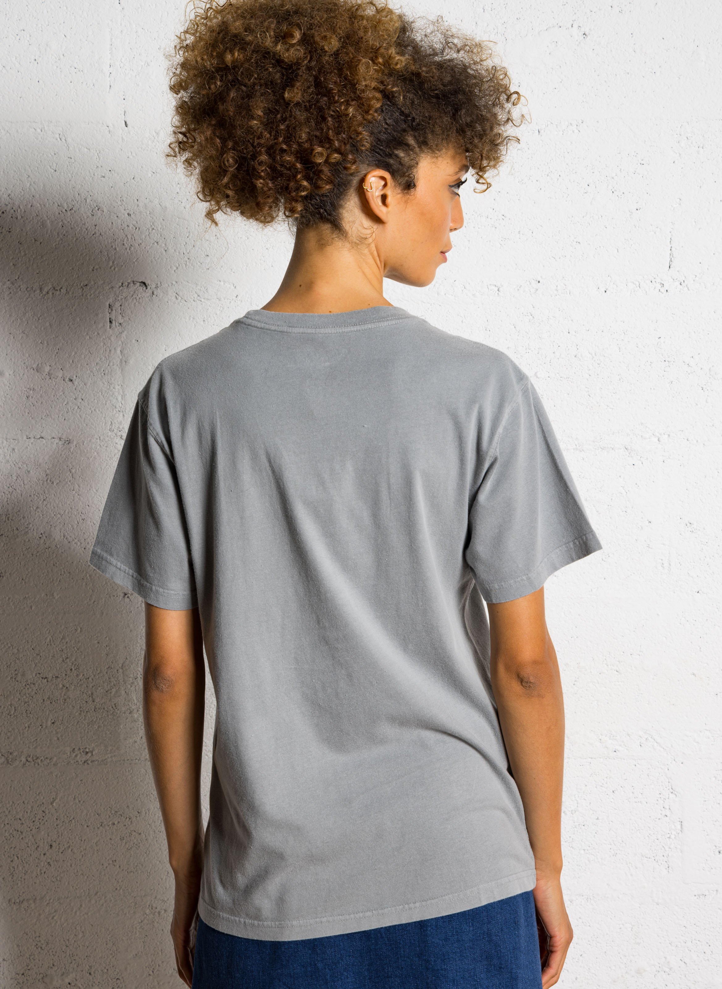 Straight round neck T-shirt with sequin screen print in cotton NEWTONE Grey