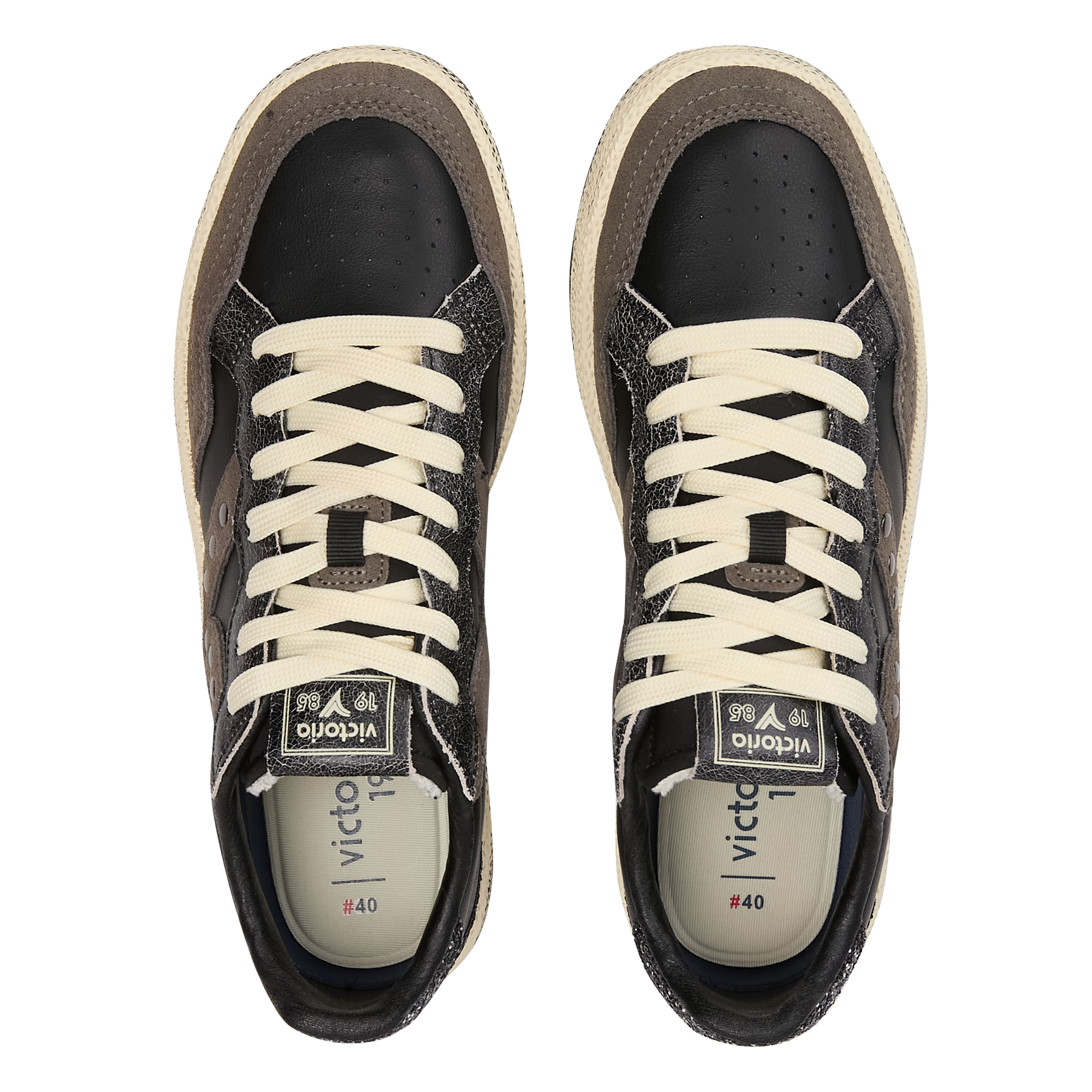 Low-top leather mix sneakers VICTORIA Black