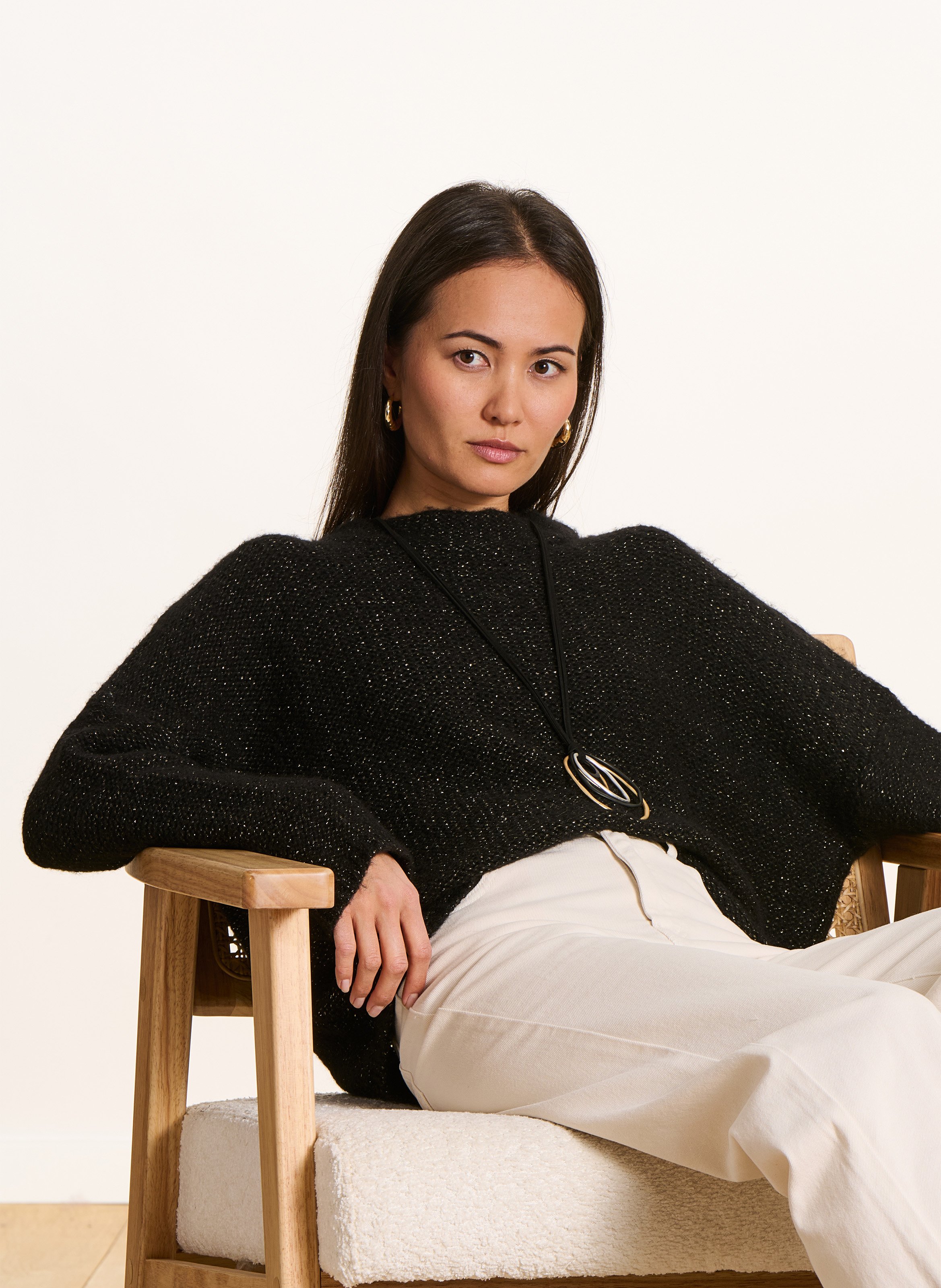 Longstrickjacke aus Wollmix LA FEE MARABOUTEE