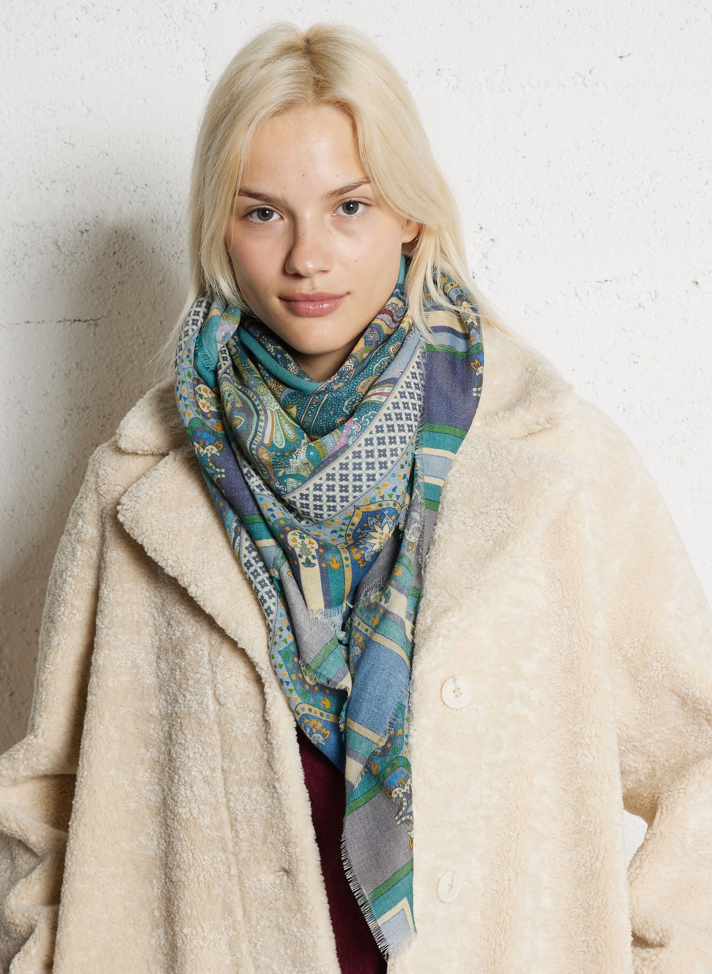 Bedruckter Foulard aus Wolle und Seide SUD EXPRESS Blau