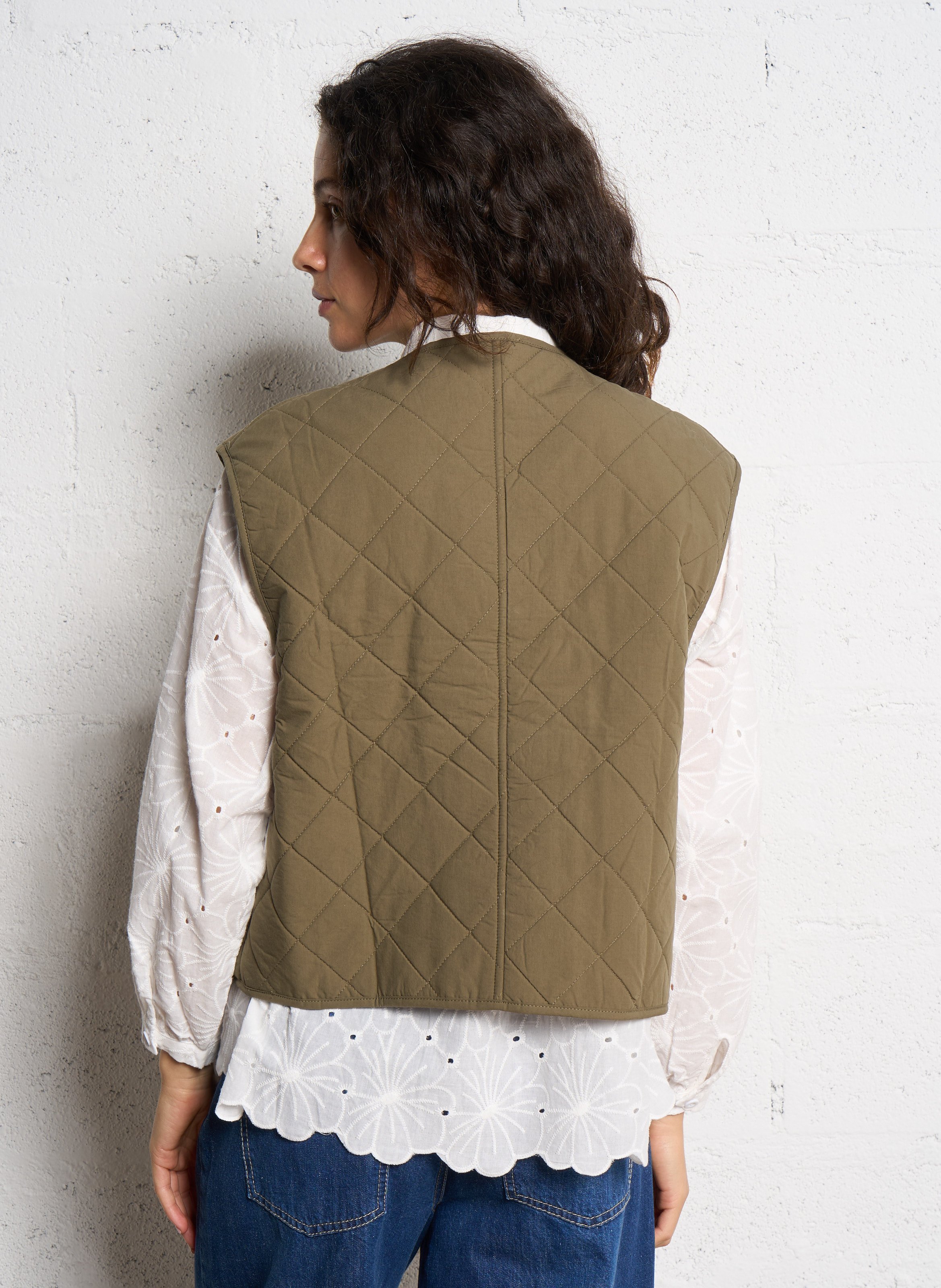 Gerade geschnittene Baumwolljacke mit Rundhalsausschnitt THE KORNER Khaki