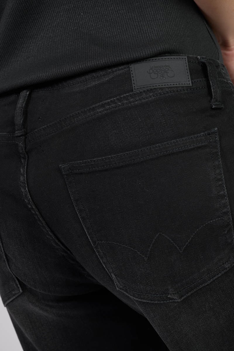 Wide leg flare jeans, length 34 LE TEMPS DES CERISES Black