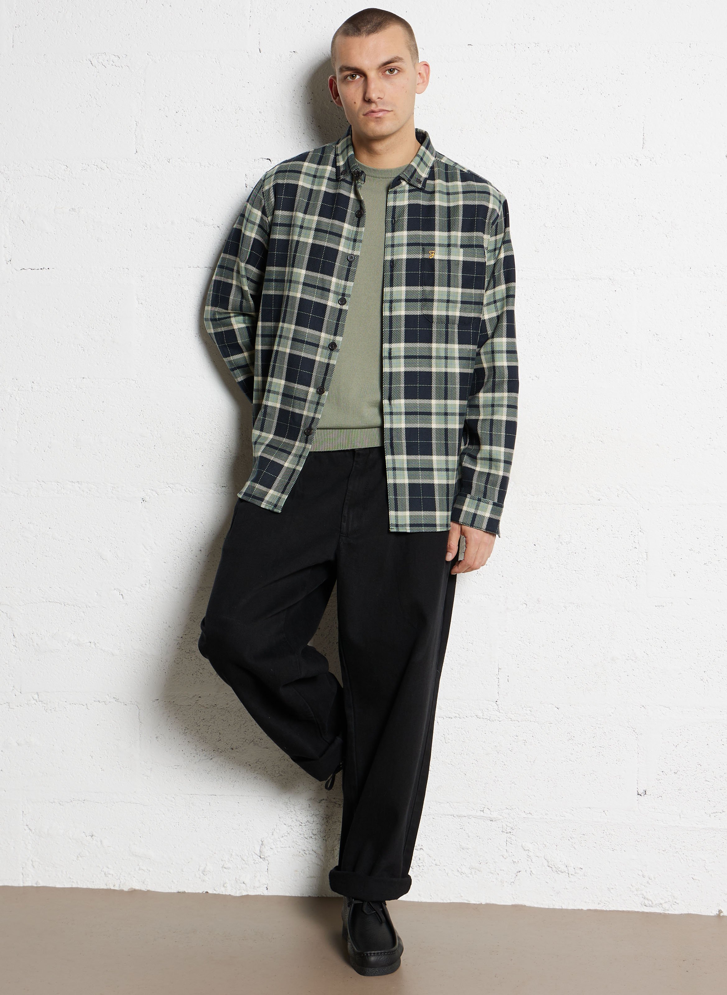 Chemise oversize col classique en coton bio FARAH Vert