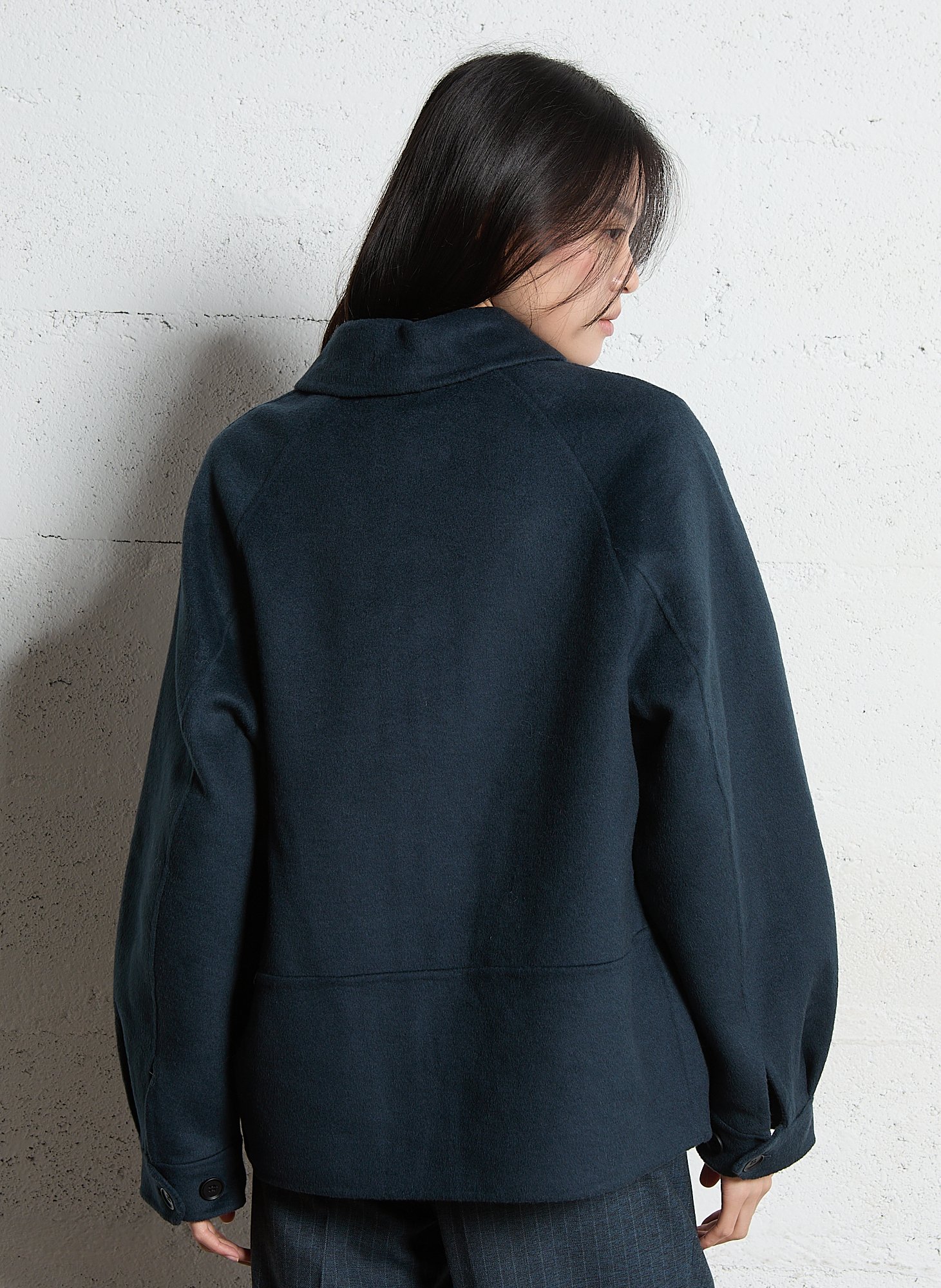 Solid color mixed wool zip-up jacket MAISON 123 Grey