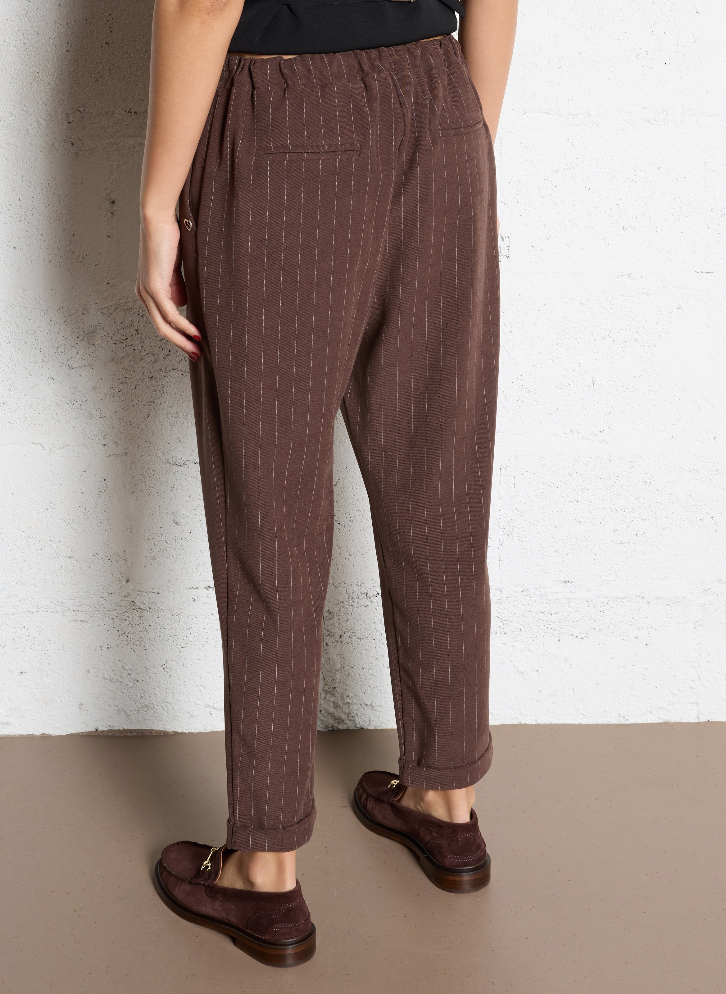 Pantaloln droit en velours PLEASE Marron