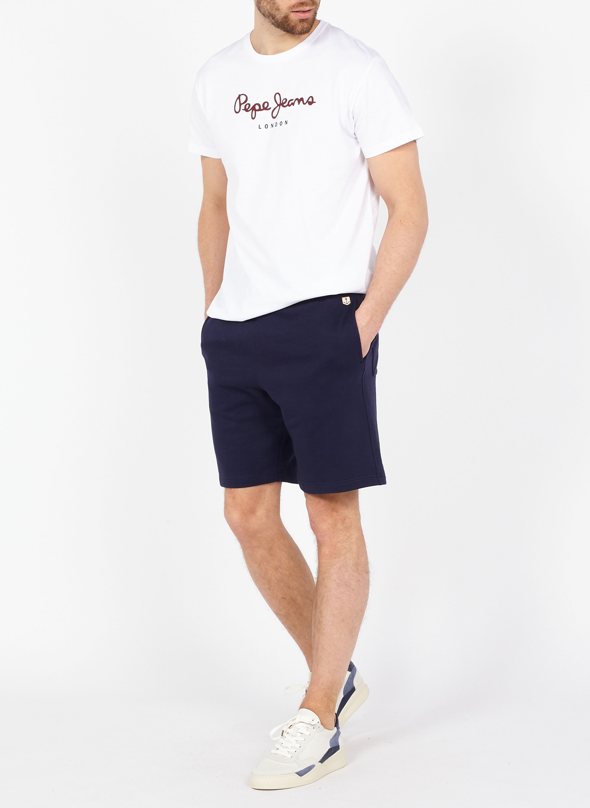 Round-neck cotton T-shirt with screen print PEPE JEANS White