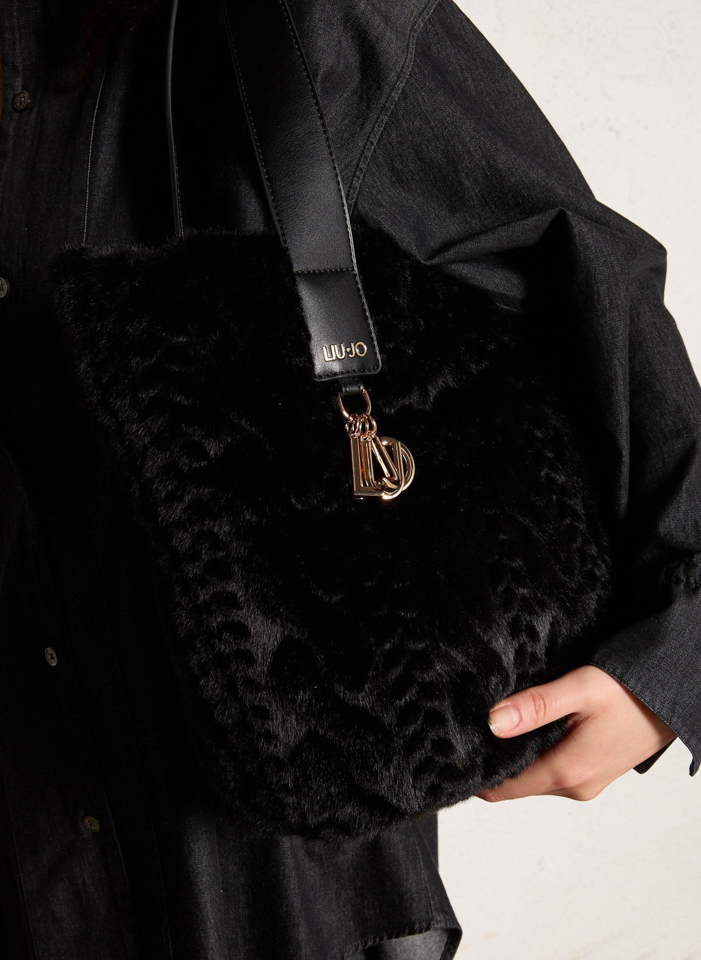 Tas van imitatiebont met jacquardpatroon LIU JO Zwart