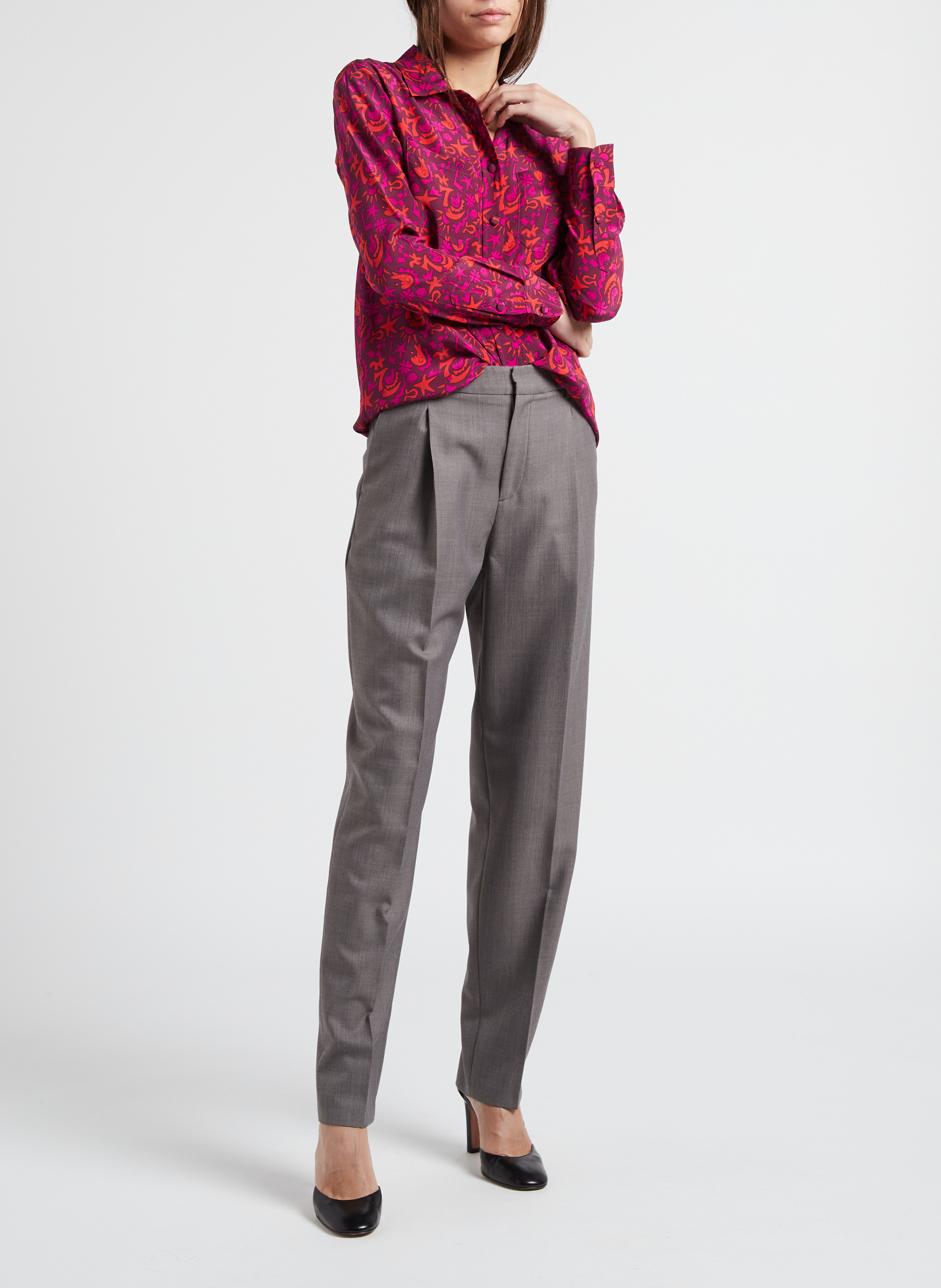 Blouse met klassieke kraag en print SOI PARIS Roze