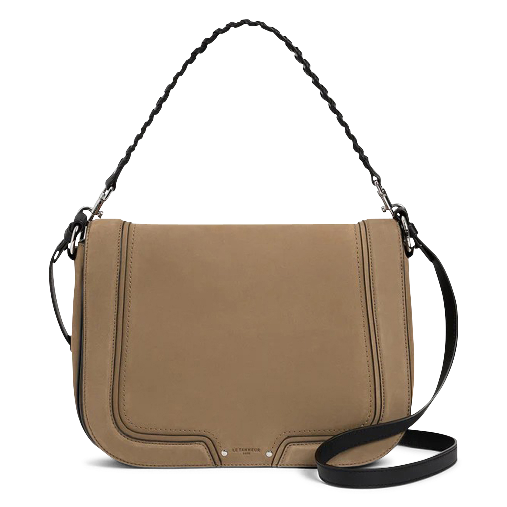 Sac bandoulière en cuir velours LE TANNEUR Marron