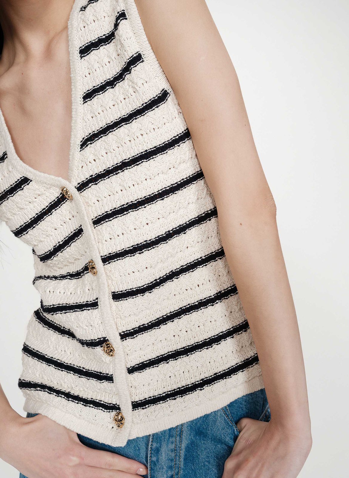 Top col v  GRACE ET MILA Blanc