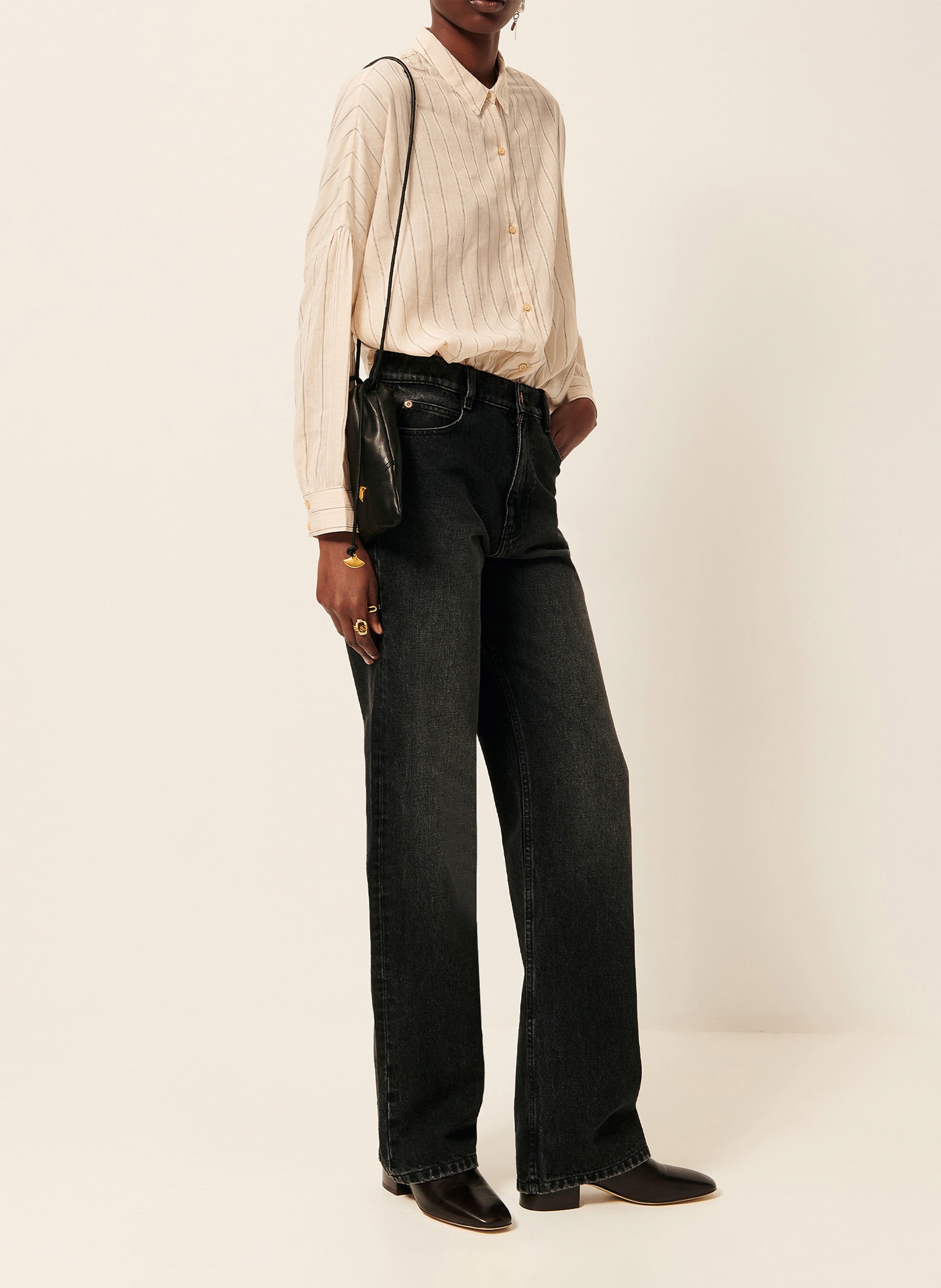 Chemise ample col classique Beige