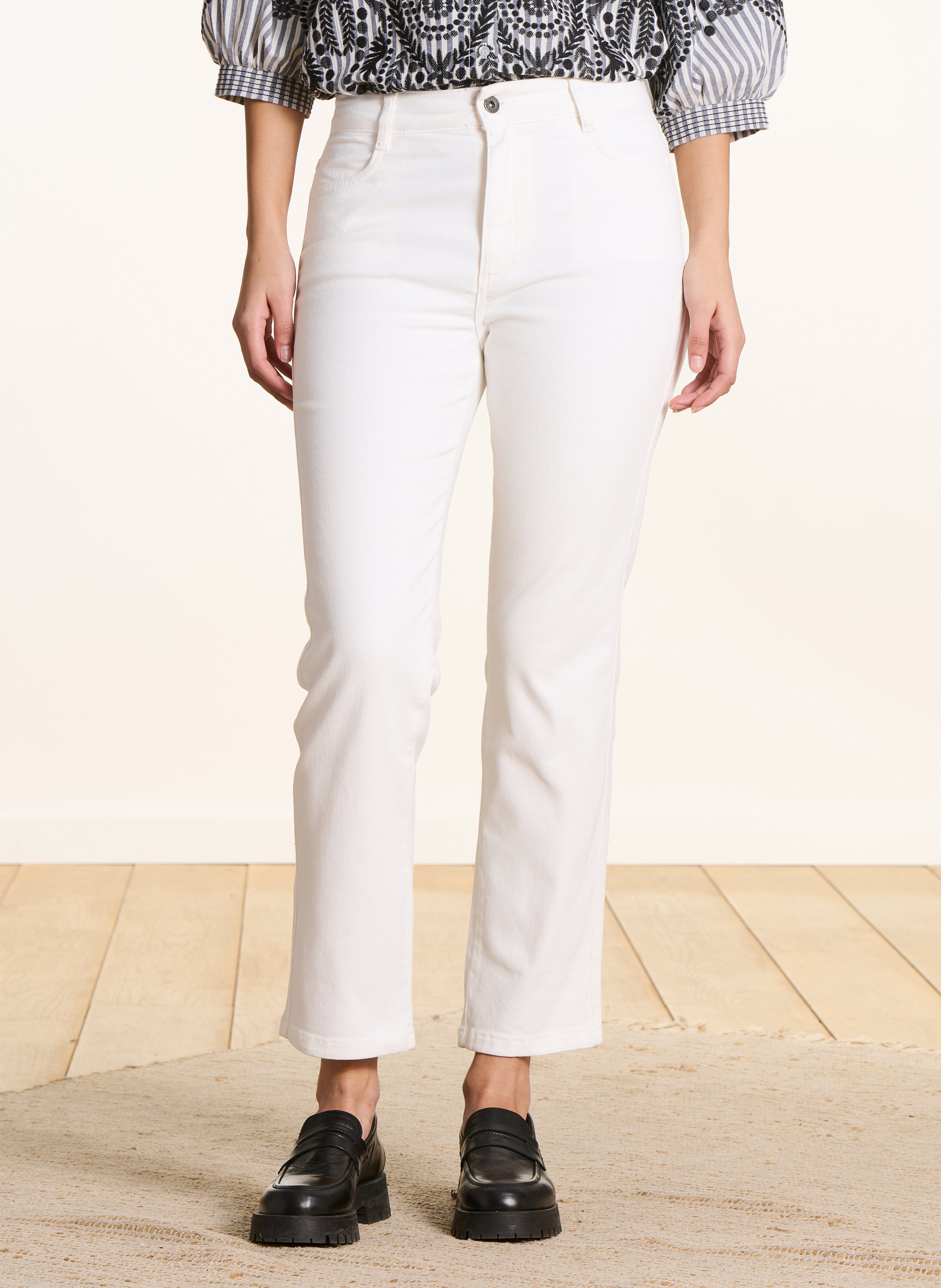 Jean droit en coton bio mélangé LA FEE MARABOUTEE Blanc