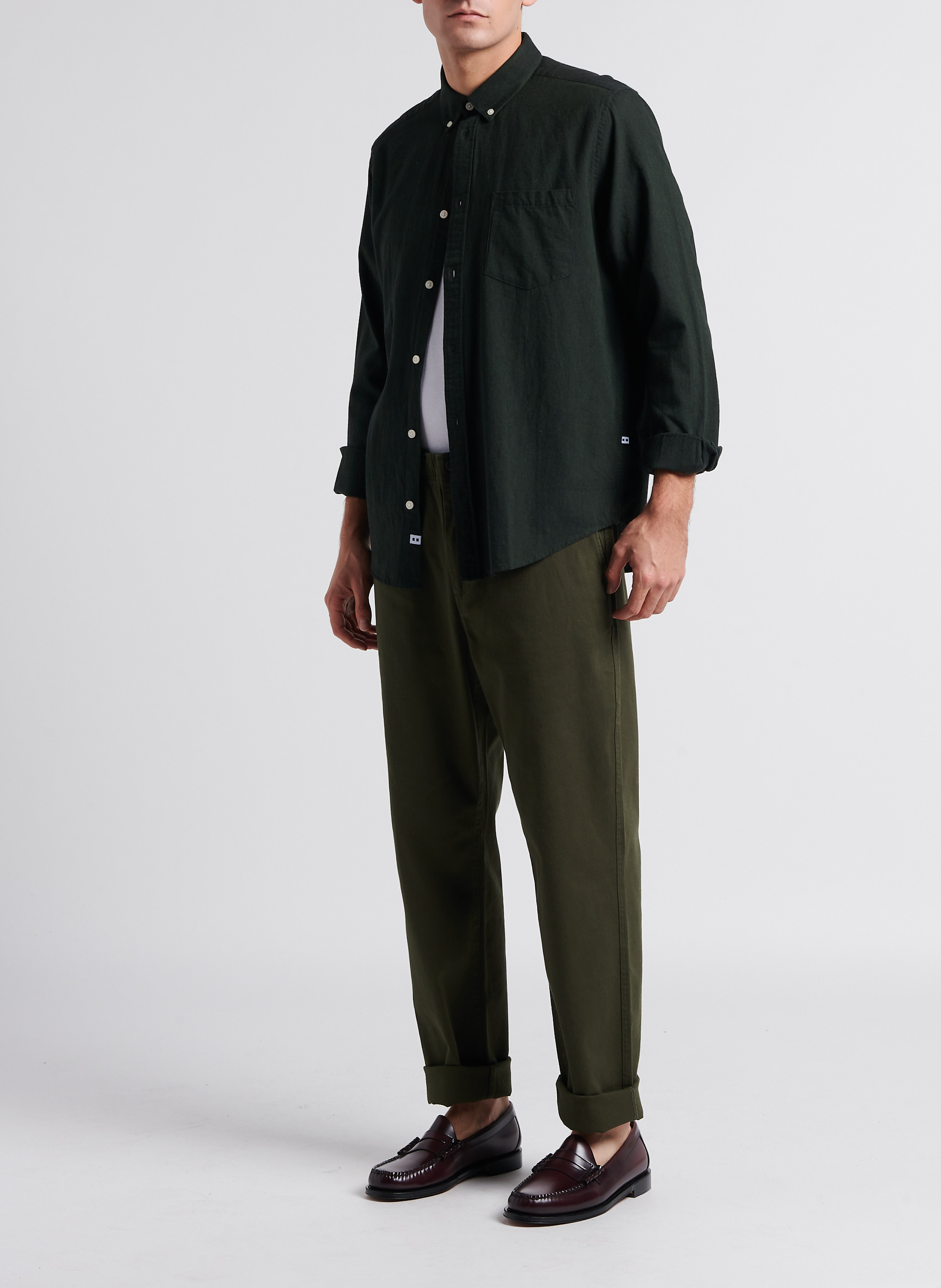 Pantalon droit en coton mélangé MINIMUM Vert