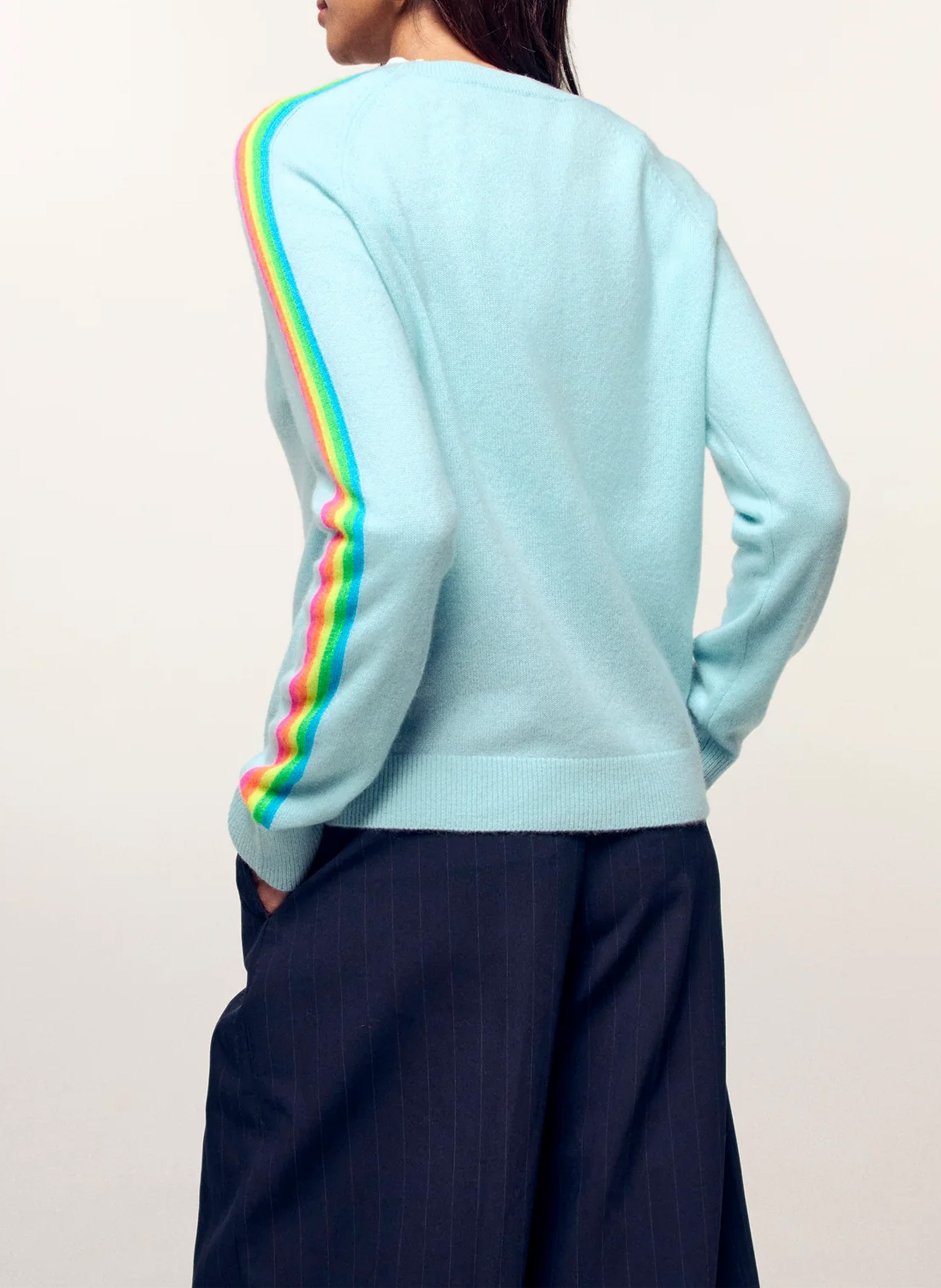 Pull court à manches imprimées en cachemire FROM FUTURE Bleu