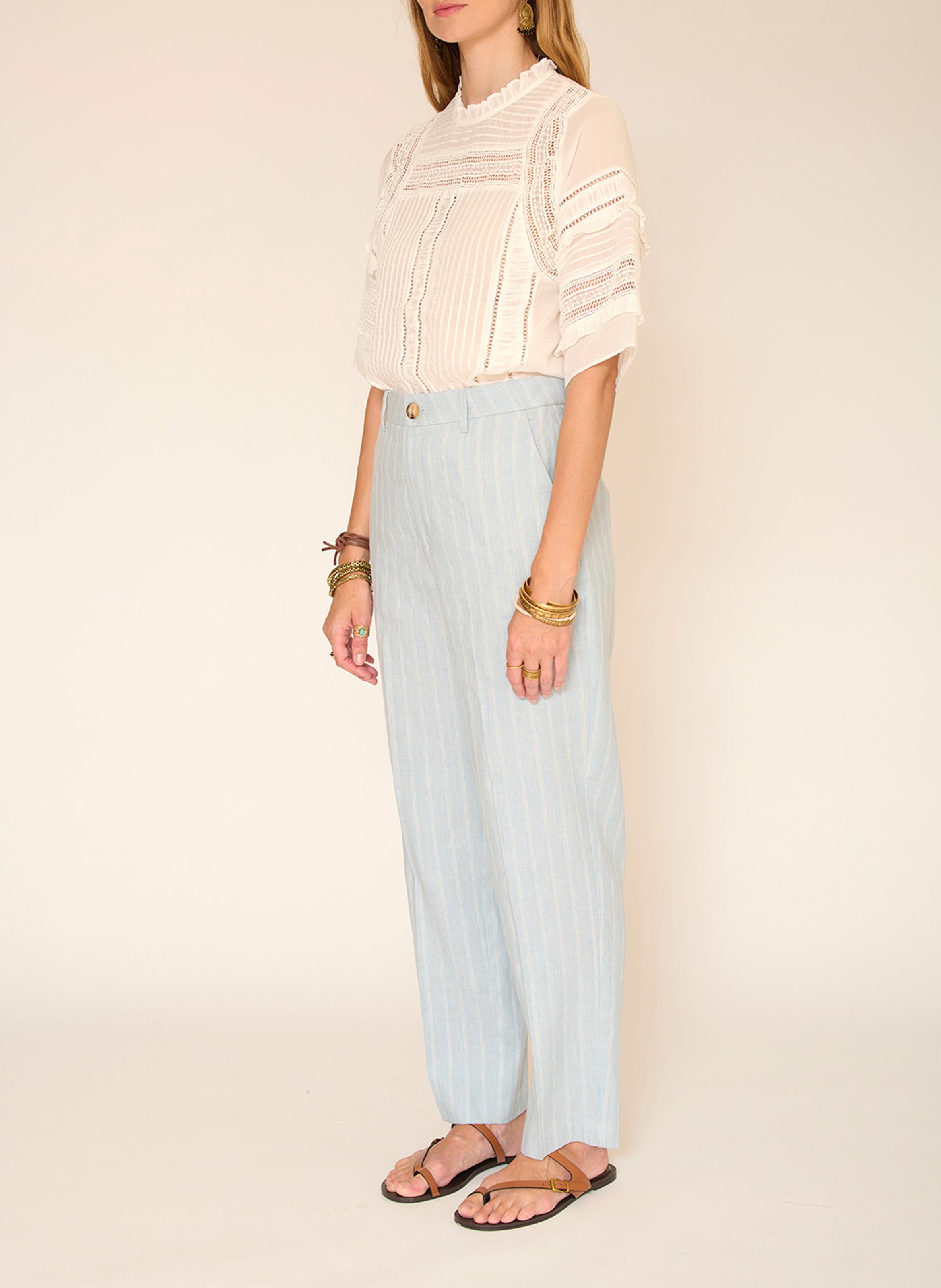 Gerade geschnittene Hose mit Streifen MKT Blau