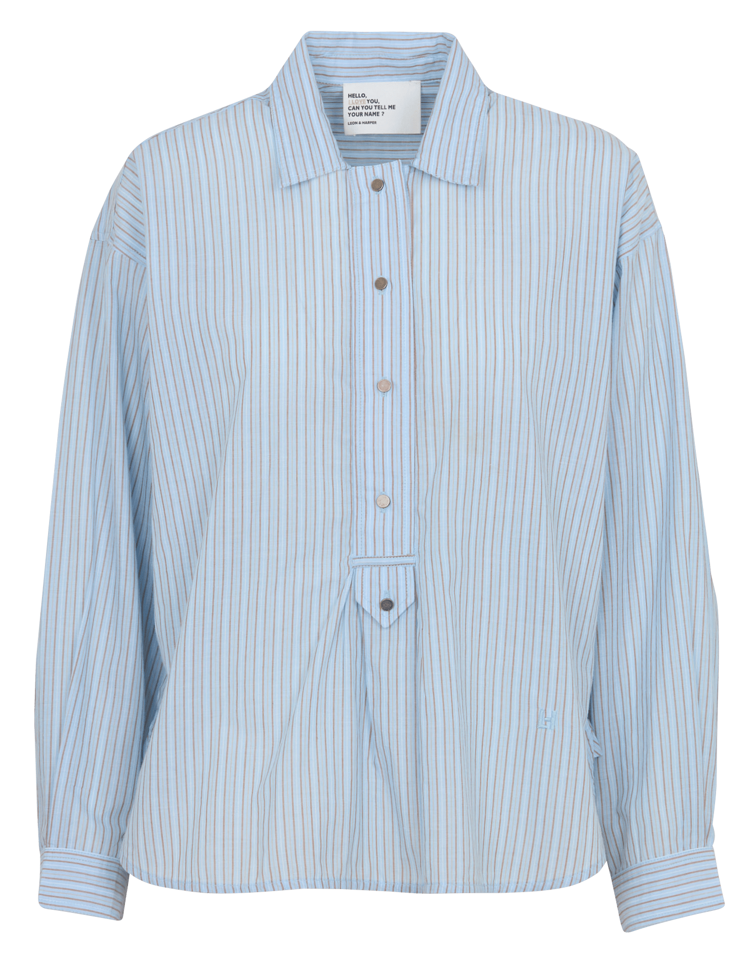 Weite Bluse mit klassischem Kragen aus Bio-Baumwolle LEON & HARPER Blau