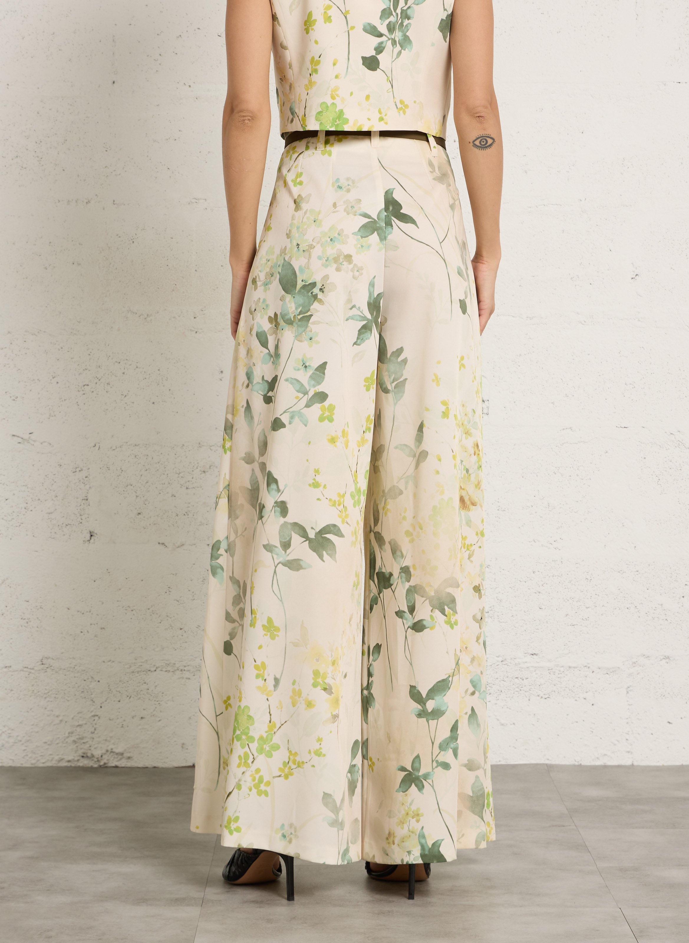 Pantalon palazzo imprimé IMPERIAL Beige