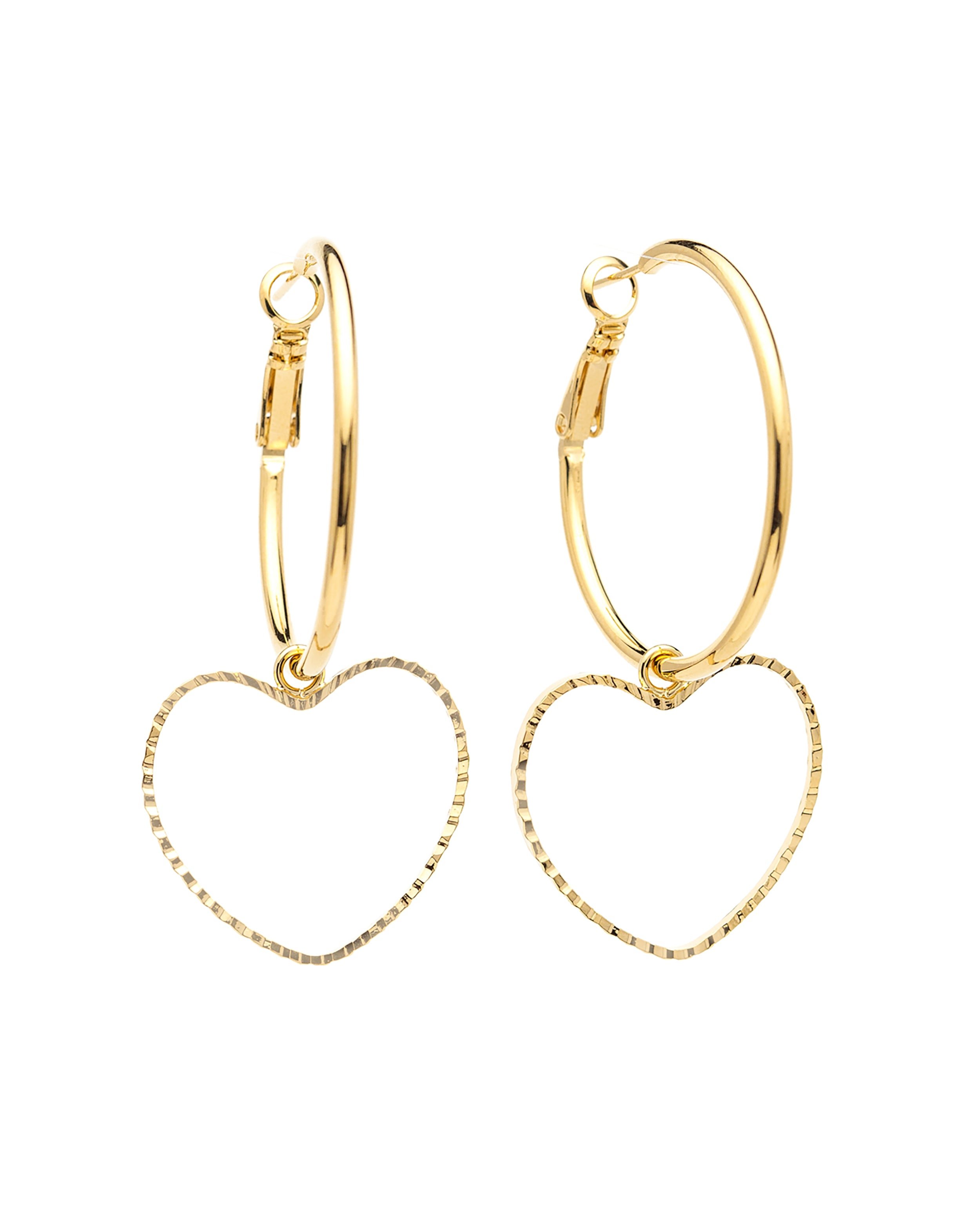 Small heart-shaped gold-plated hoop earrings MONSIEUR SIMONE