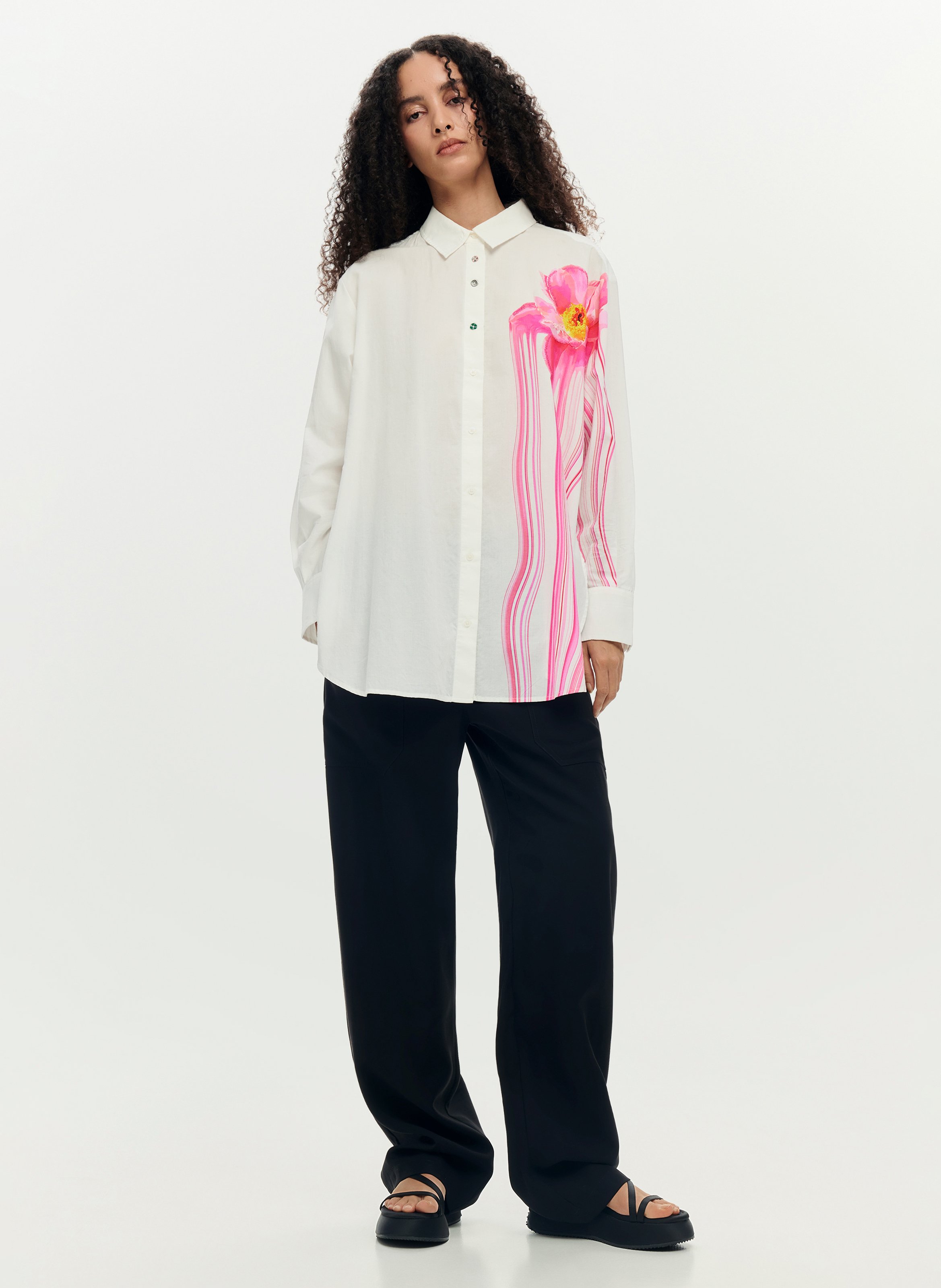 Floral printed shirt DESIGUAL White