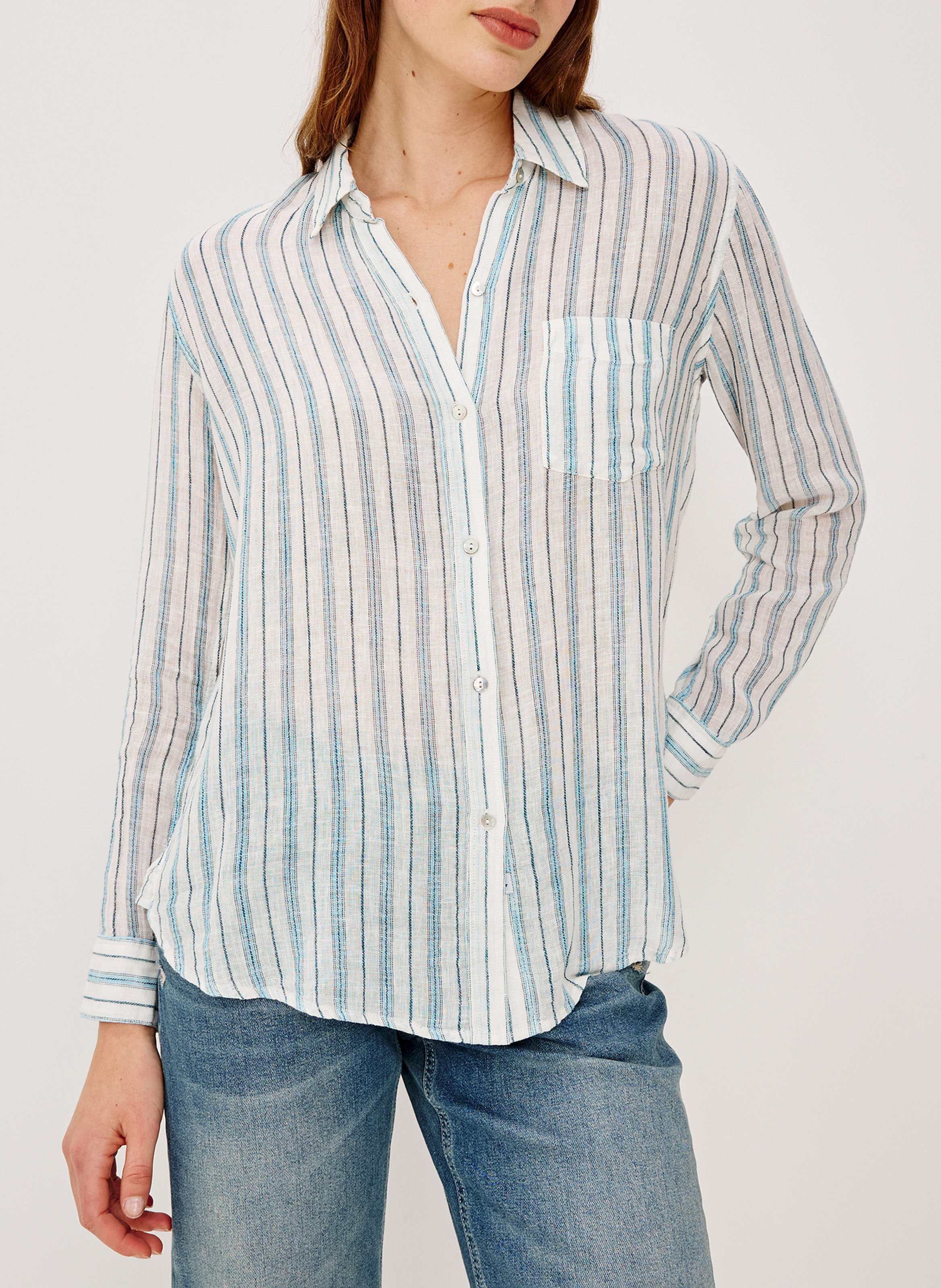 Striped linen blend shirt Multicolored