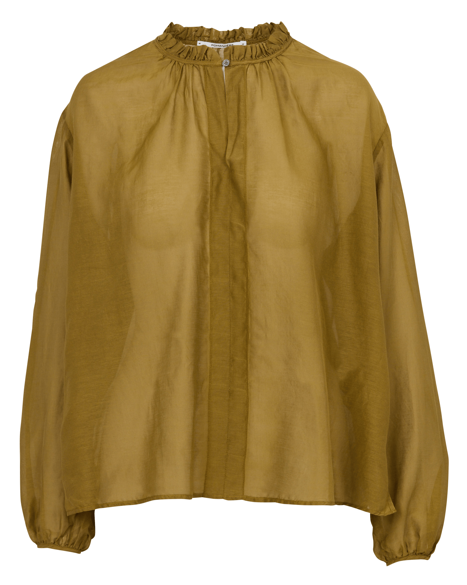 Top manches courtes col tunisien uni POMANDERE Vert