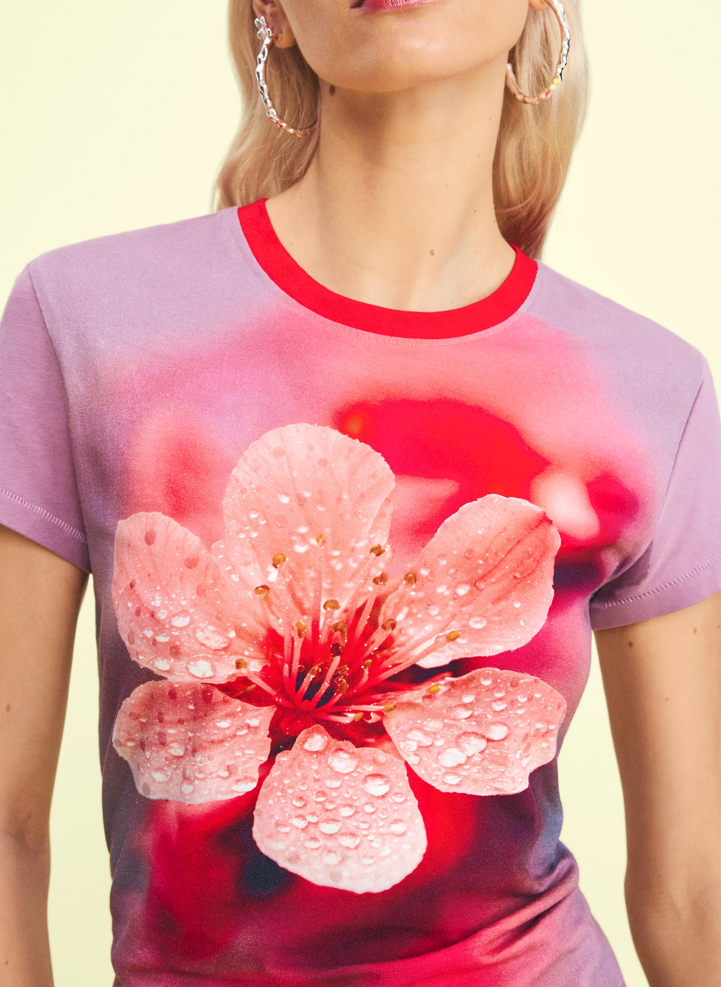 Basic cotton-mix T-shirt DESIGUAL Red