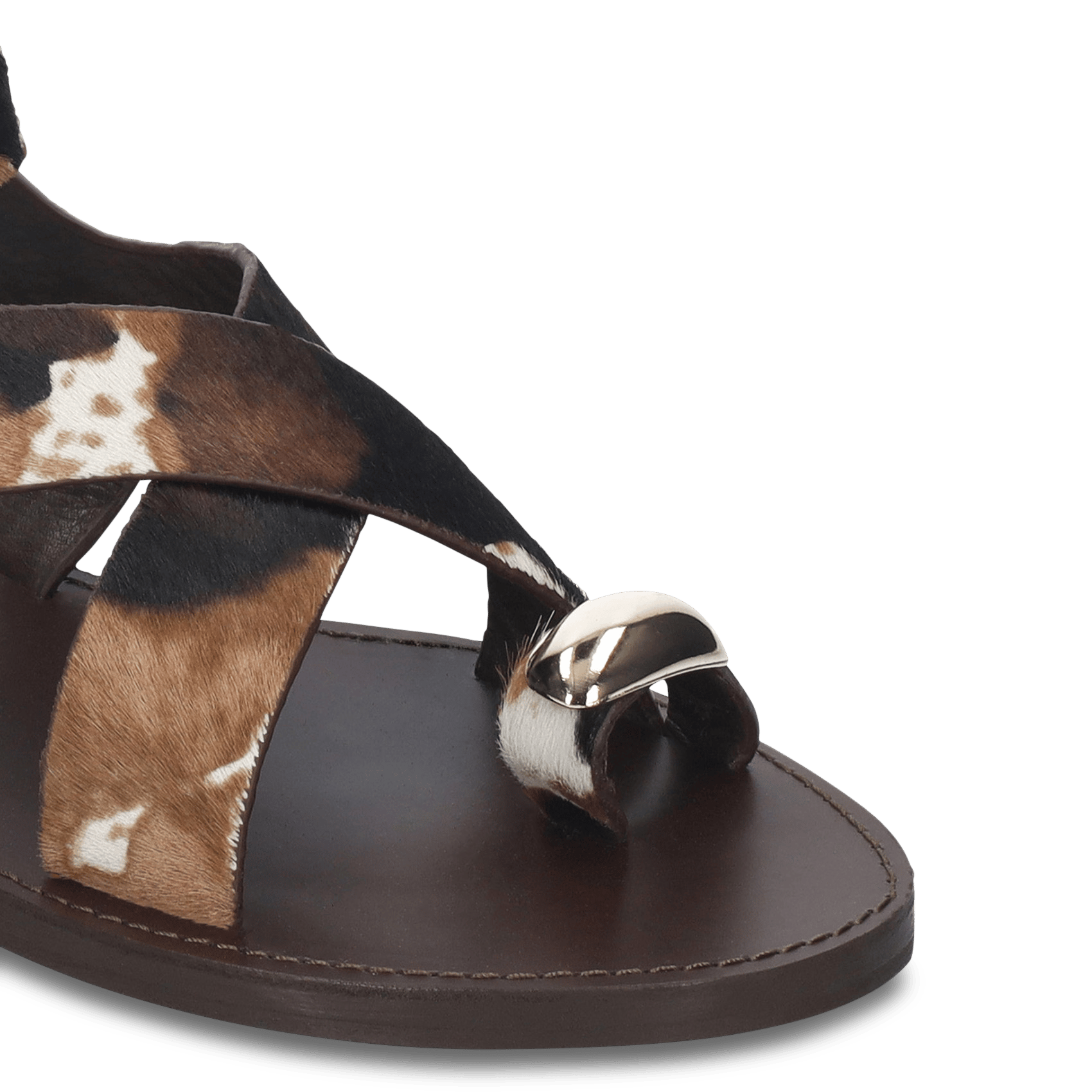 Sandales plates en cuir pony BIBI LOU Multicolore