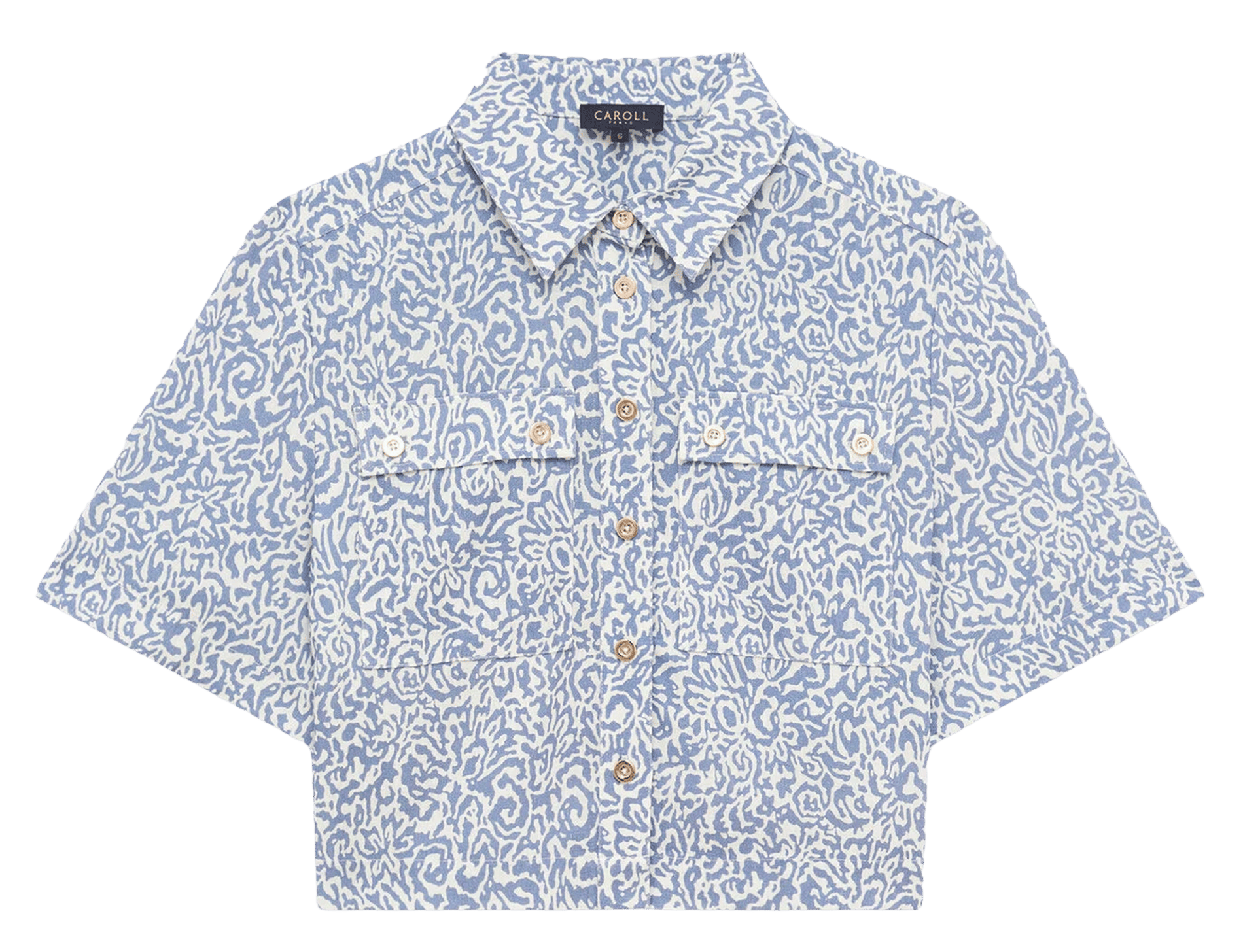Chemise courte imprimée CAROLL Bleu