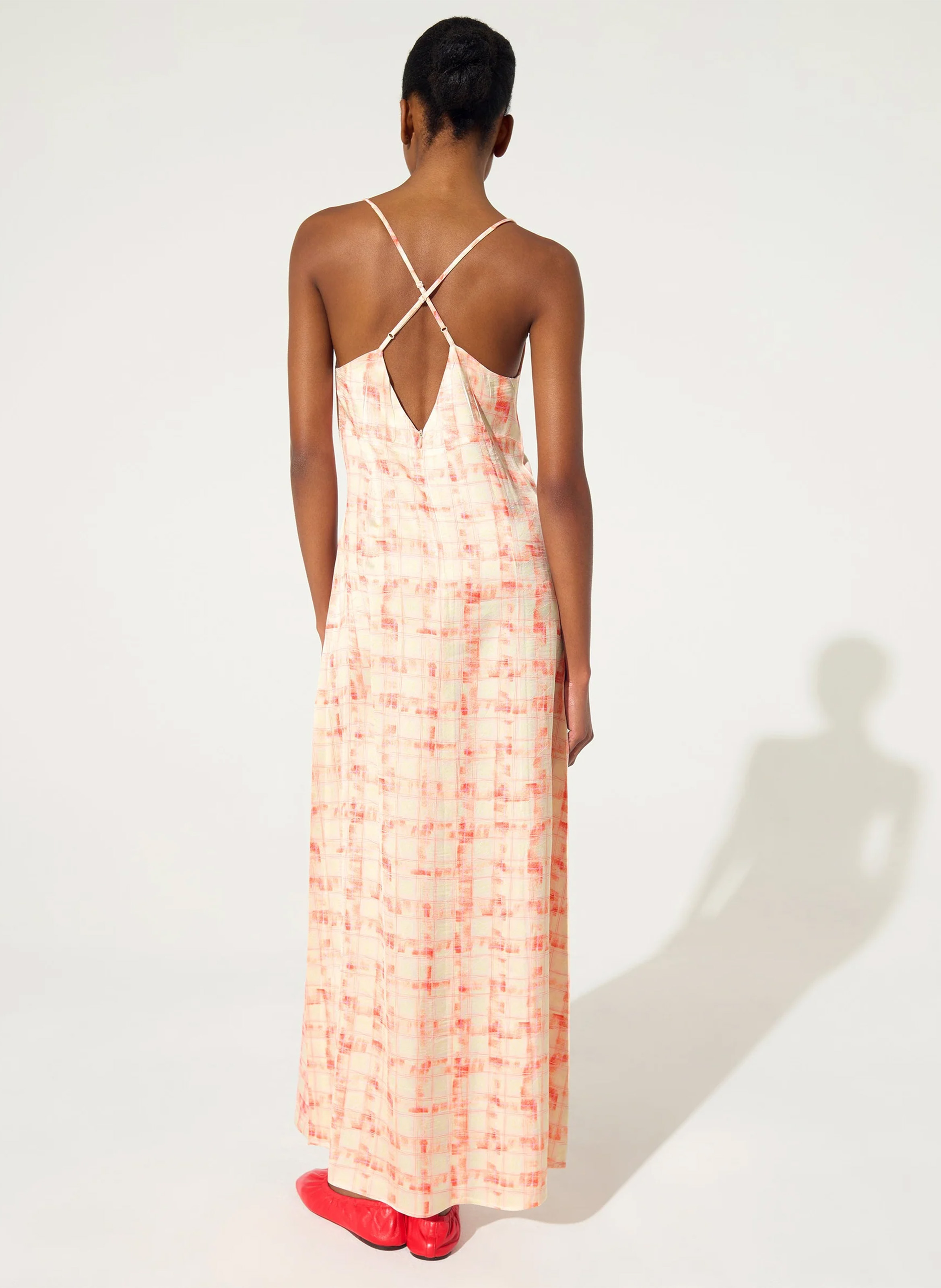 Robe longue évasée imprimée COTELAC ACOTE Orange