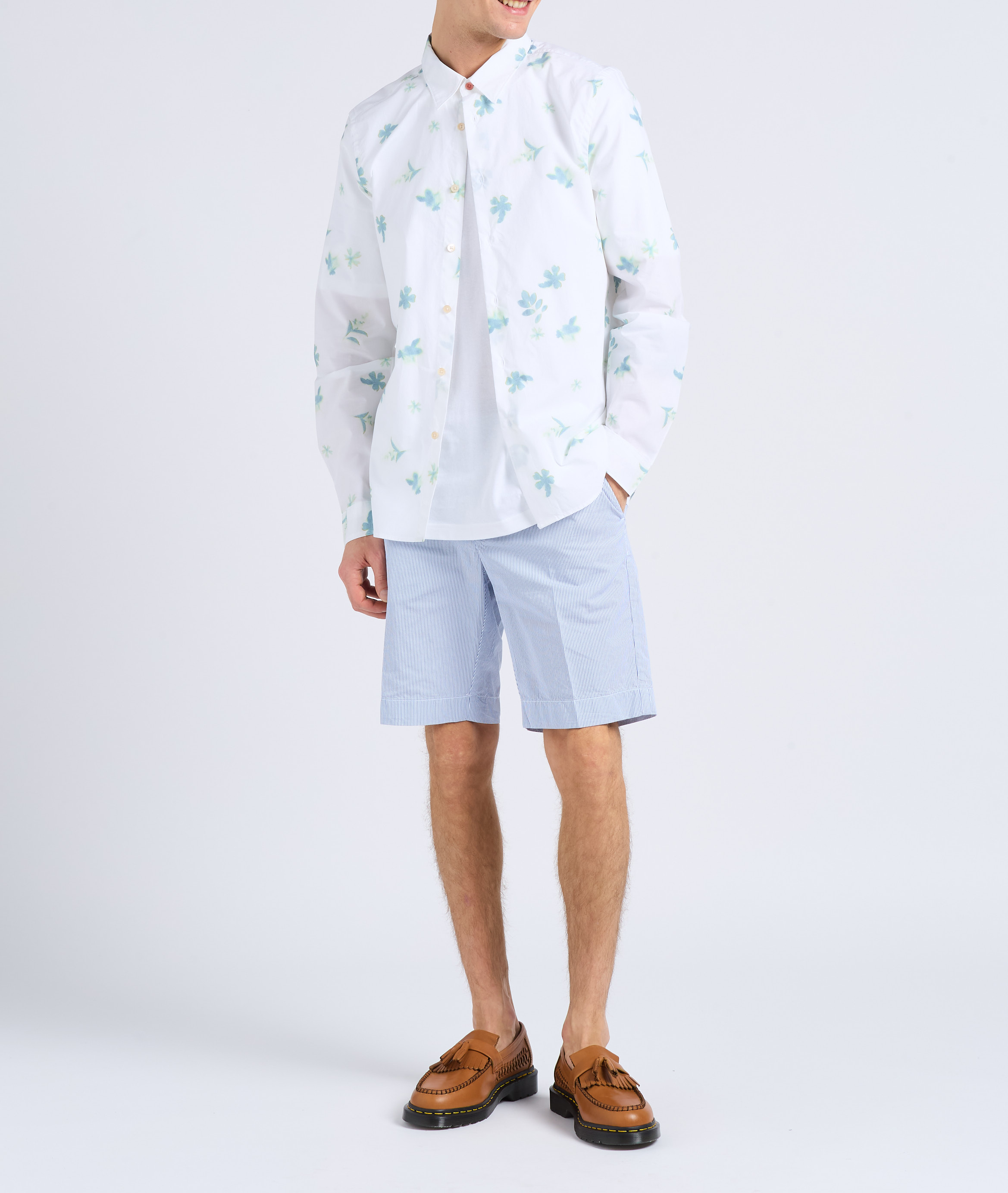 Printed organic cotton shirt with classic collar PAUL SMITH White
