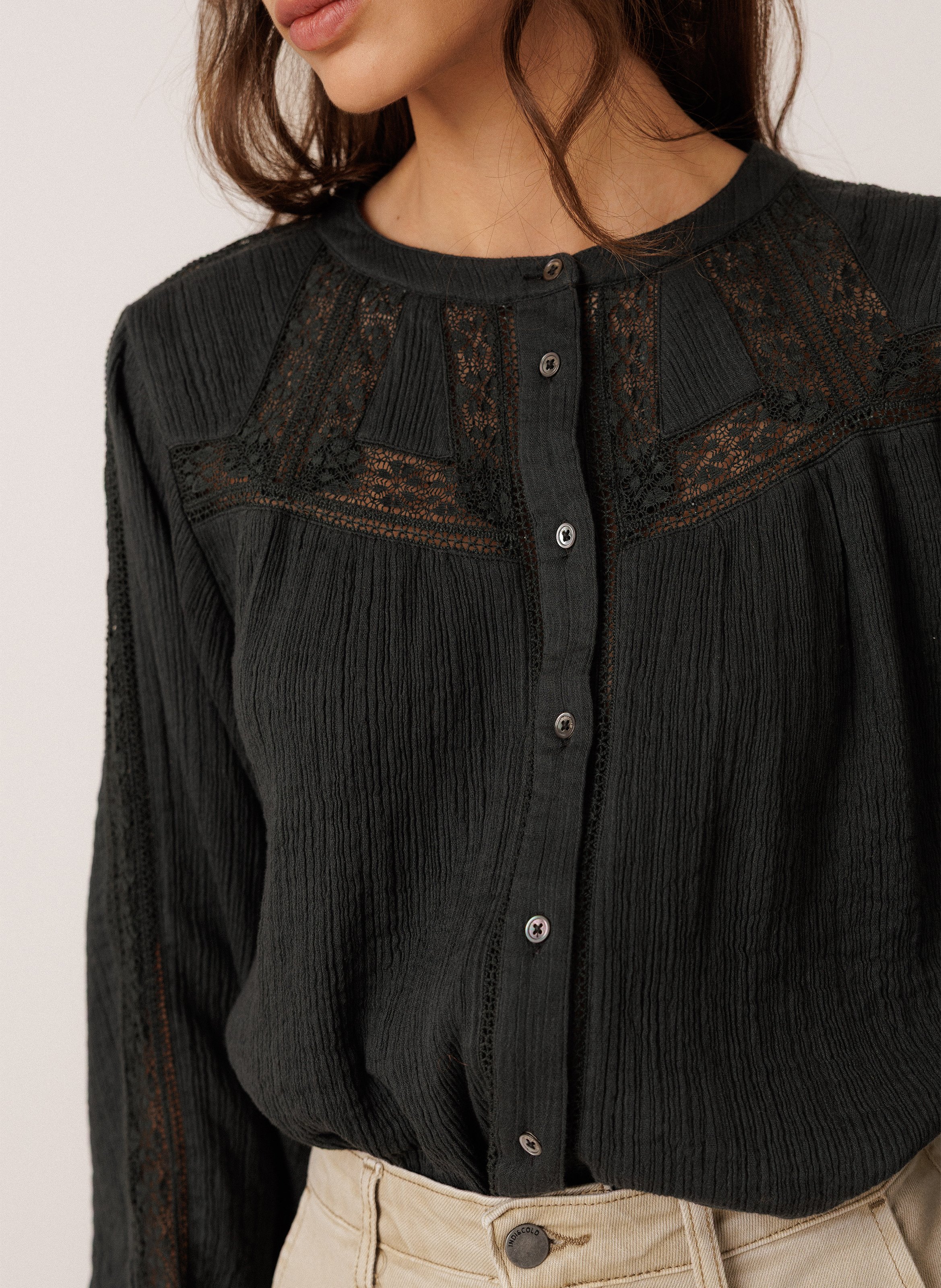 Straight cotton shirt INDI & COLD Grey