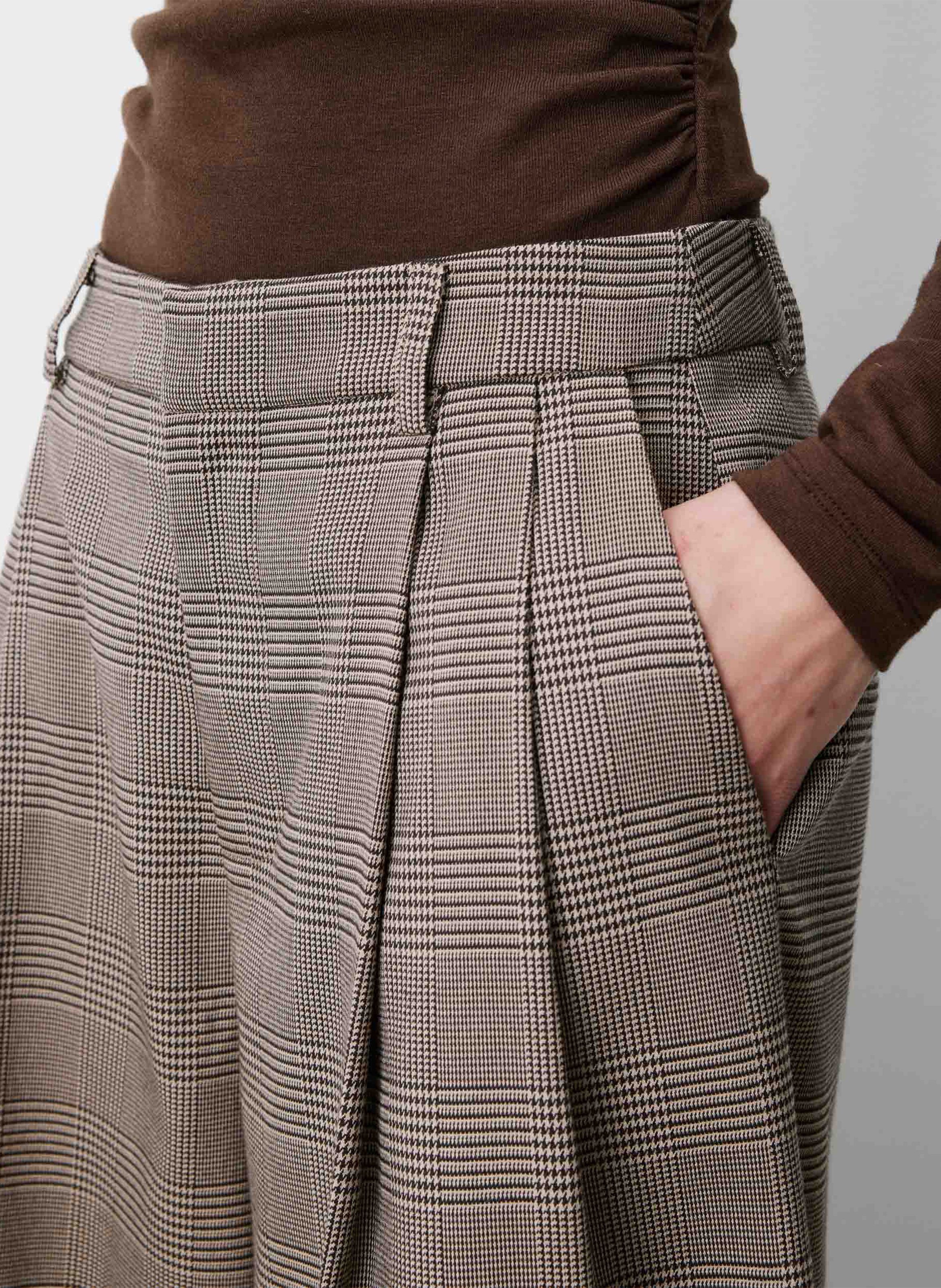 Prince of Wales Check Wide Leg Capri Pants GRACE ET MILA Beige