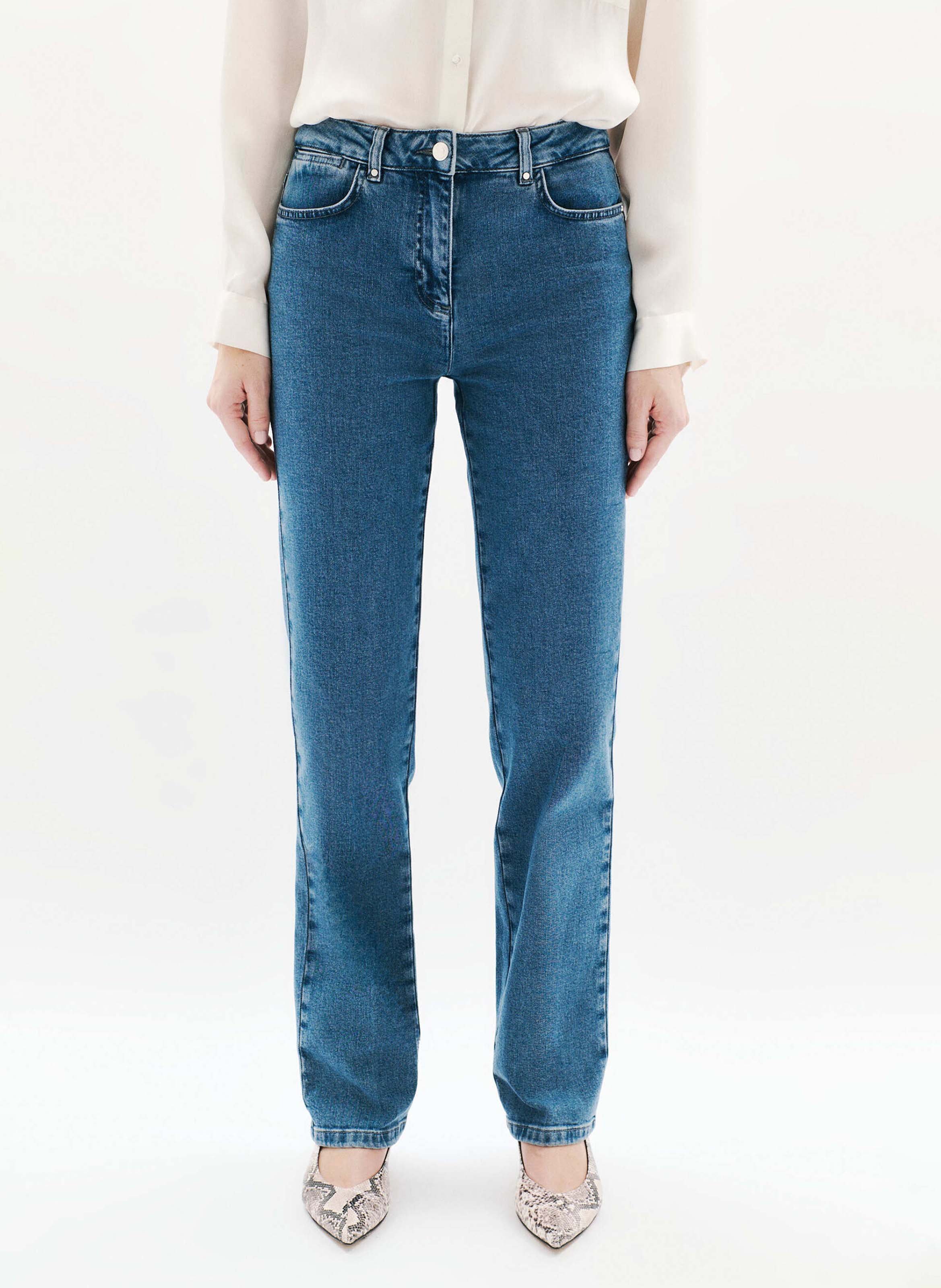 High Waist Straight Cut Jeans aus Baumwoll-Mix CAROLL Blau