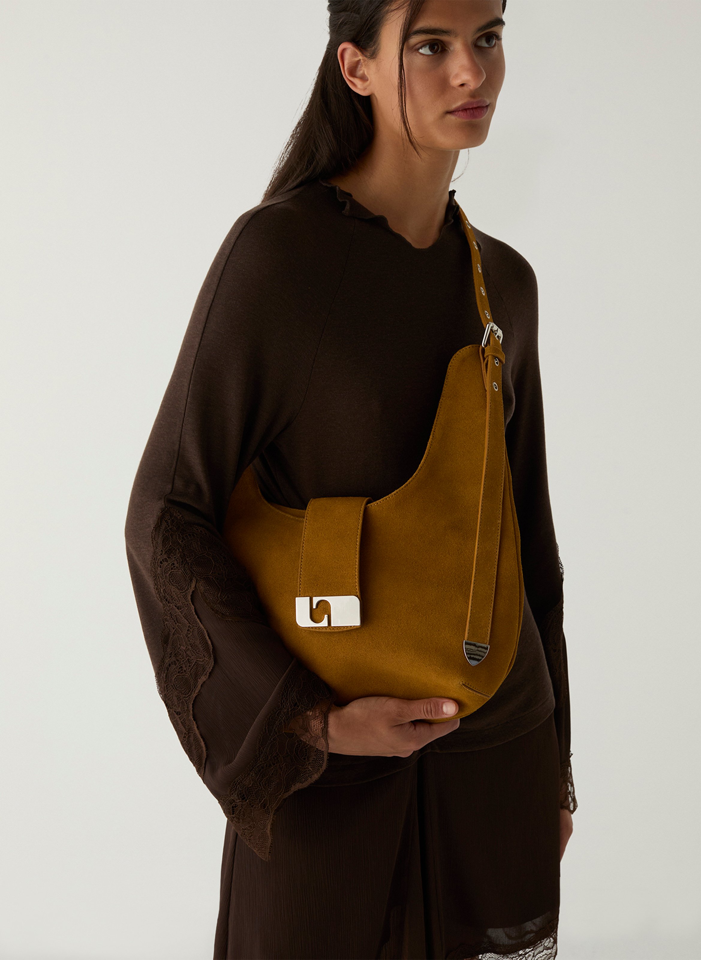 Leather shoulder bag LAAGAM Beige