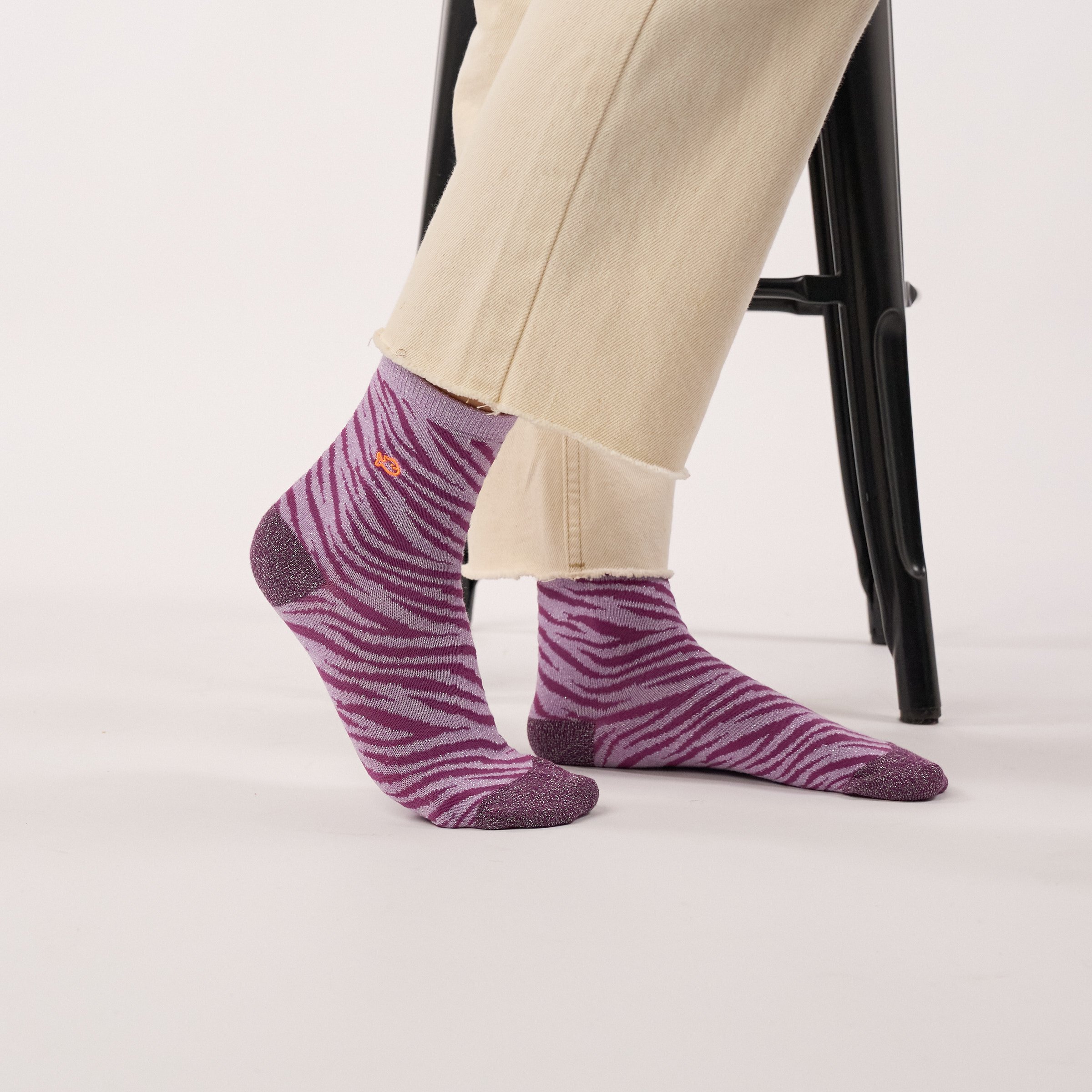 Combed Cotton Zebra Socks BILLYBELT Purple
