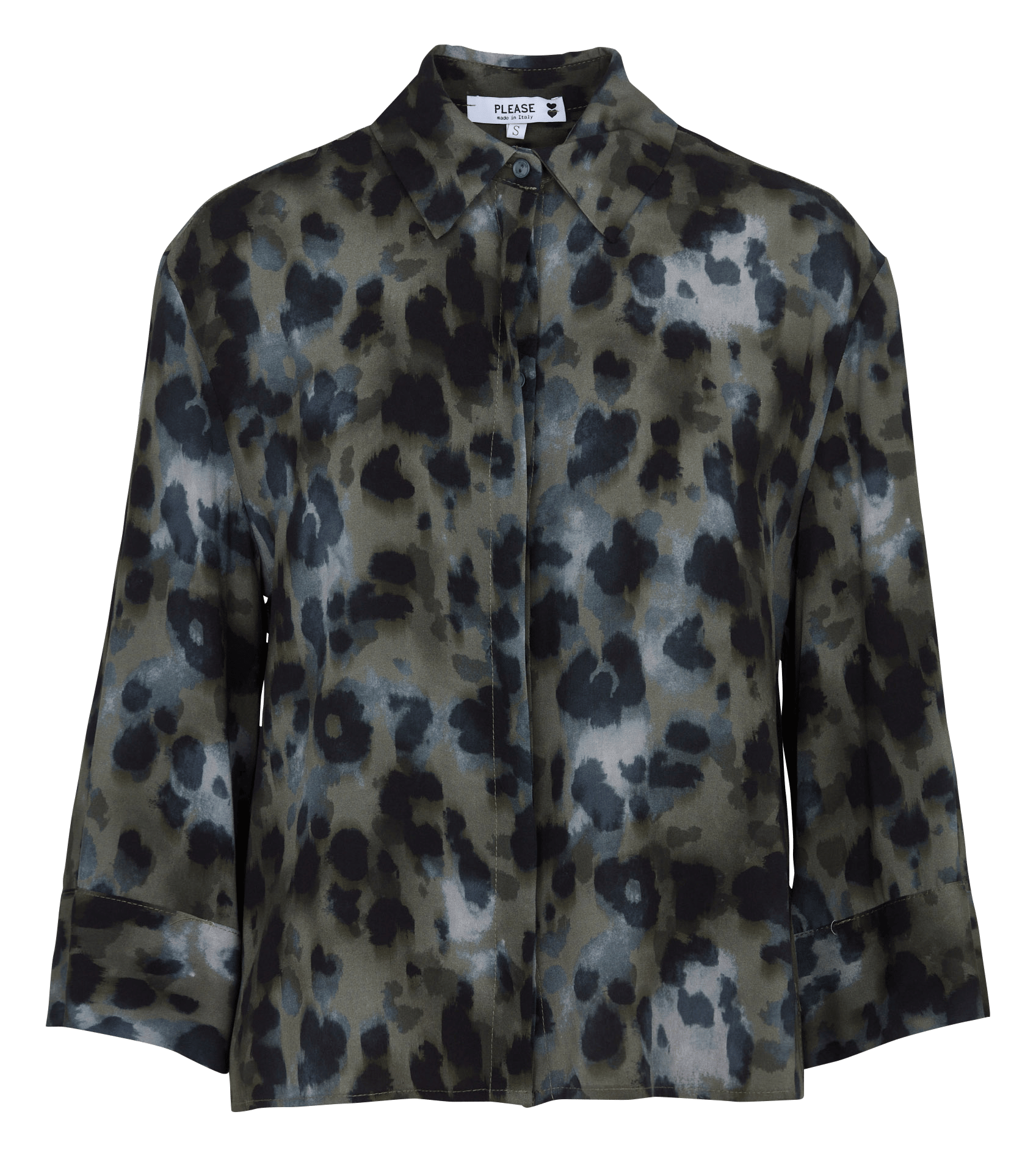 Straight printed shirt with classic collar PLEASE Blue