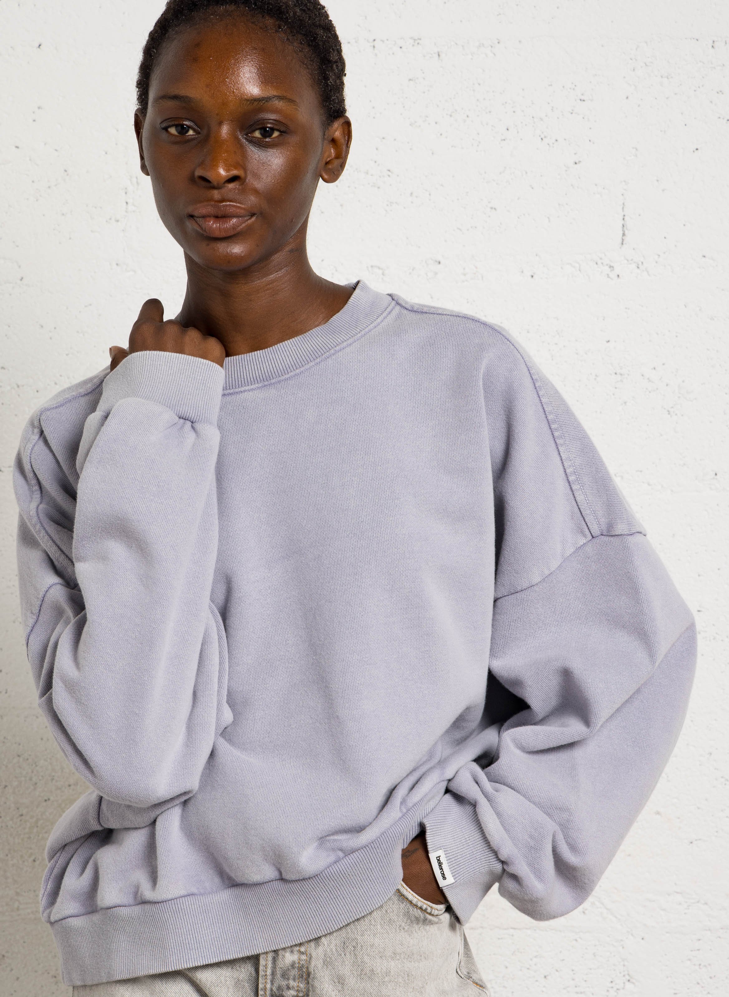 Oversized cotton sweatshirt with round neck BELLEROSE Purple