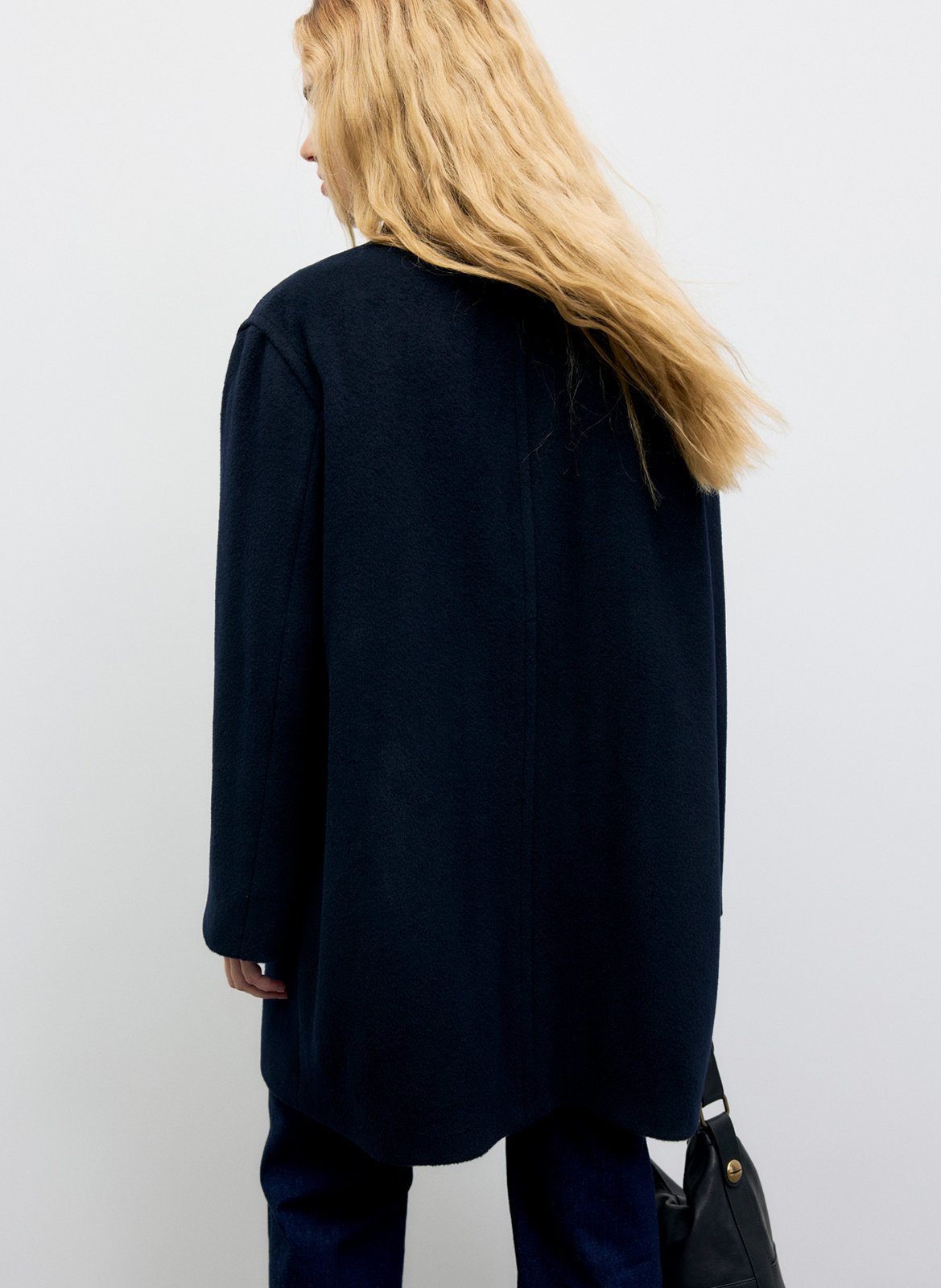 Manteau droit col montant en laine et angora GERARD DAREL Bleu