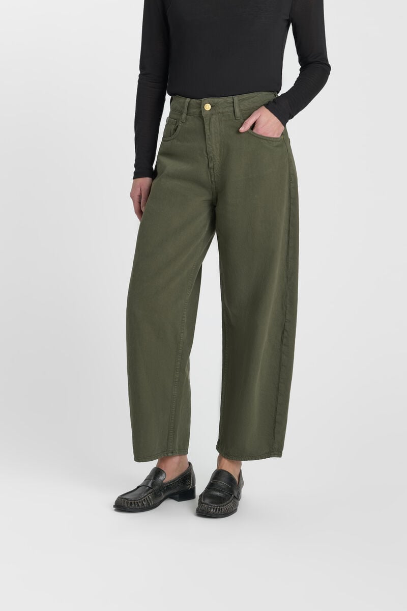 Loose fit jeans, wide leg, length 34 LE TEMPS DES CERISES Khaki