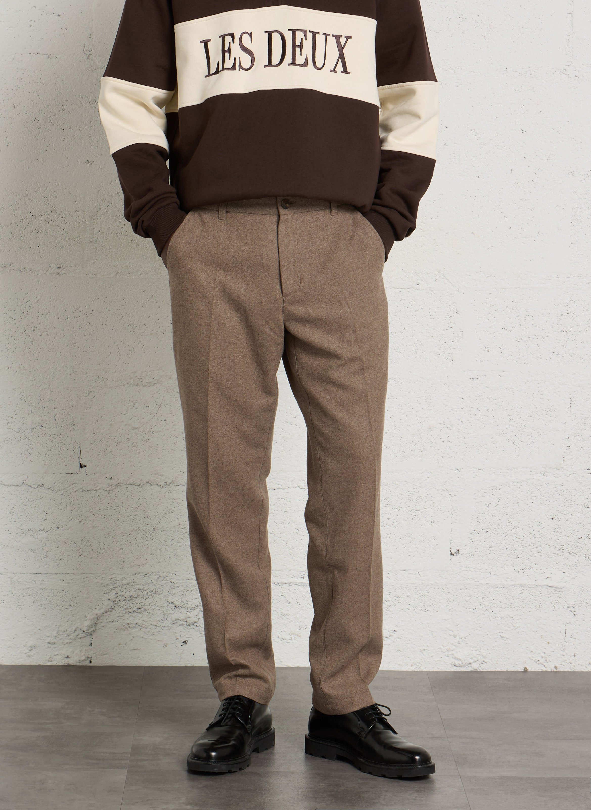Carrotbroek van wolmix LES DEUX Bruin