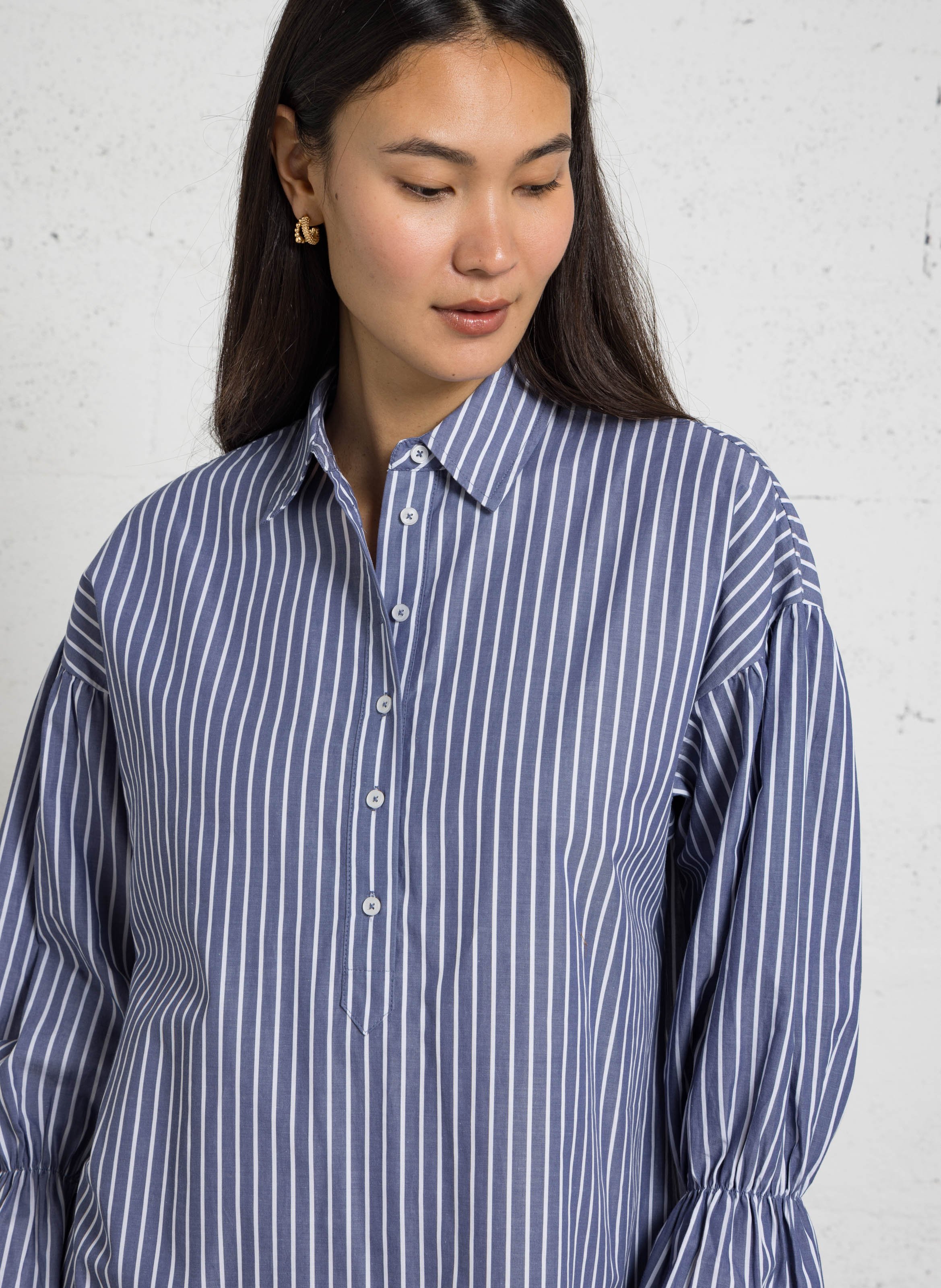 Robe midi à rayures en coton IKKS Bleu