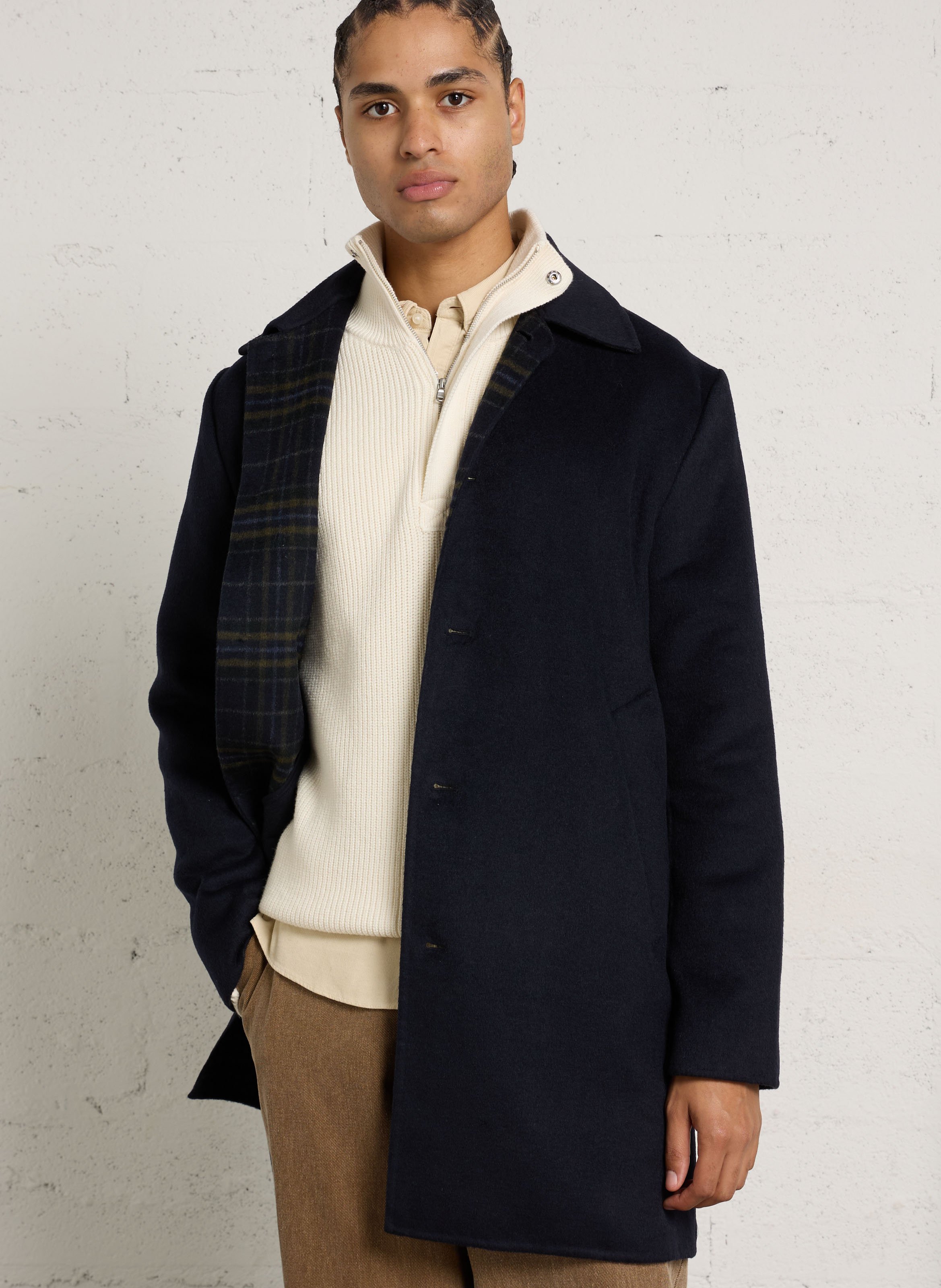 Manteau droit col classique en laine mélangée PAUL SMITH