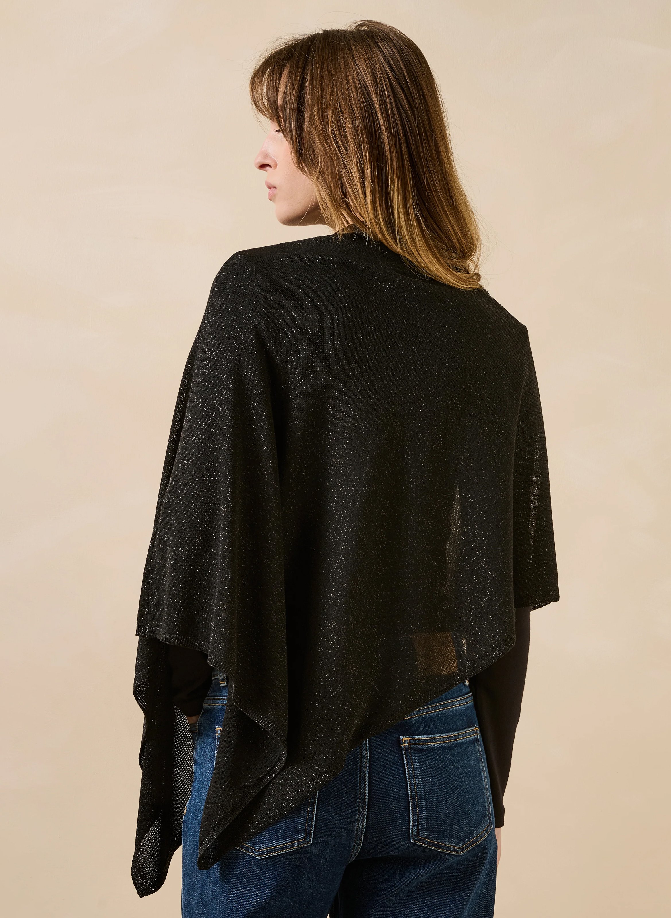 Iridescent poncho | Black LA FEE MARABOUTEE Women