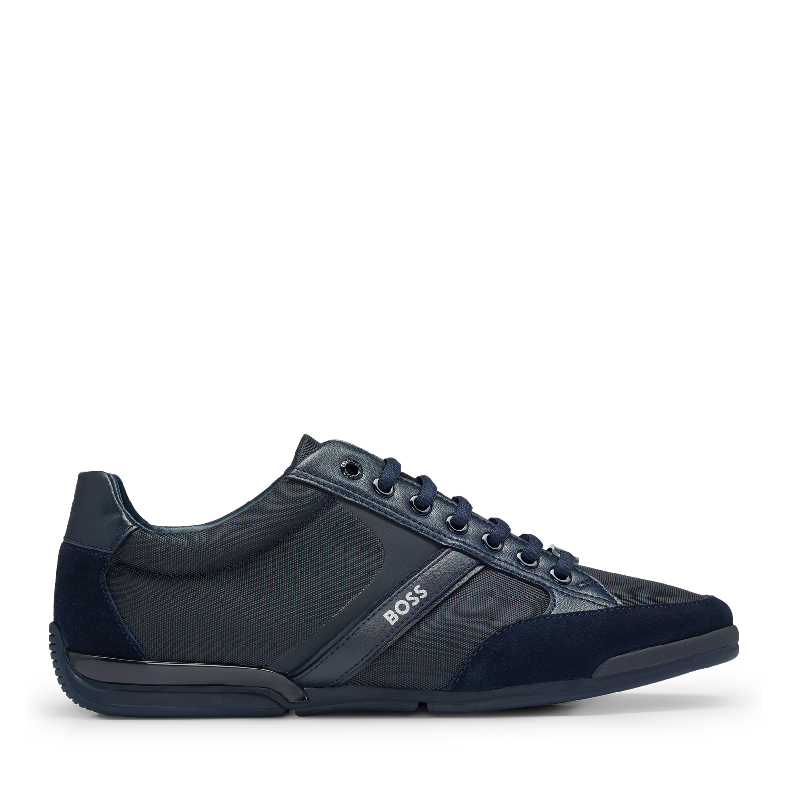 Low-top mixed leather trainers BOSS Black