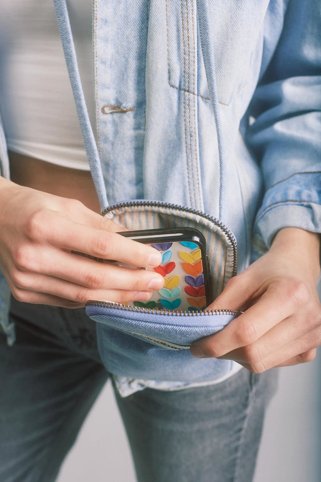 Cotton phone pouch Blue