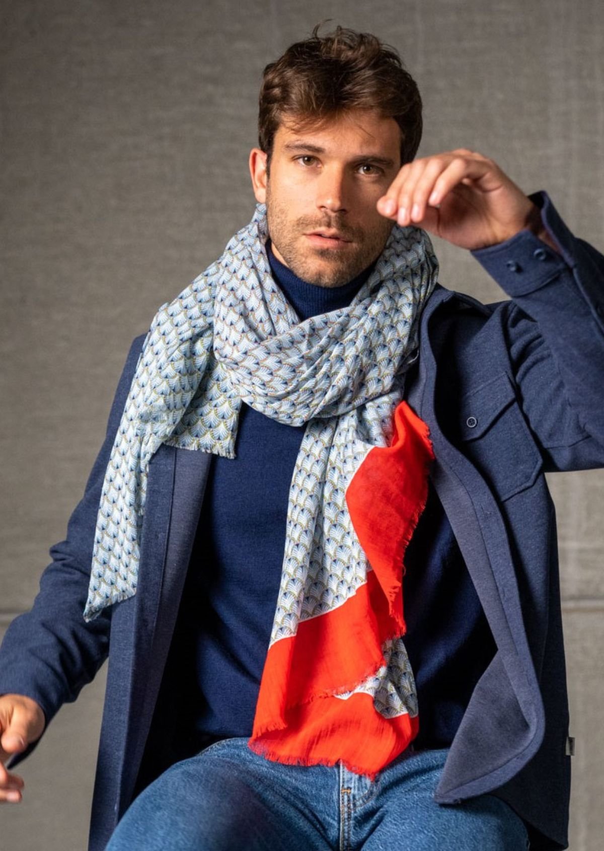 Organic cotton scarf BILLYBELT Blue