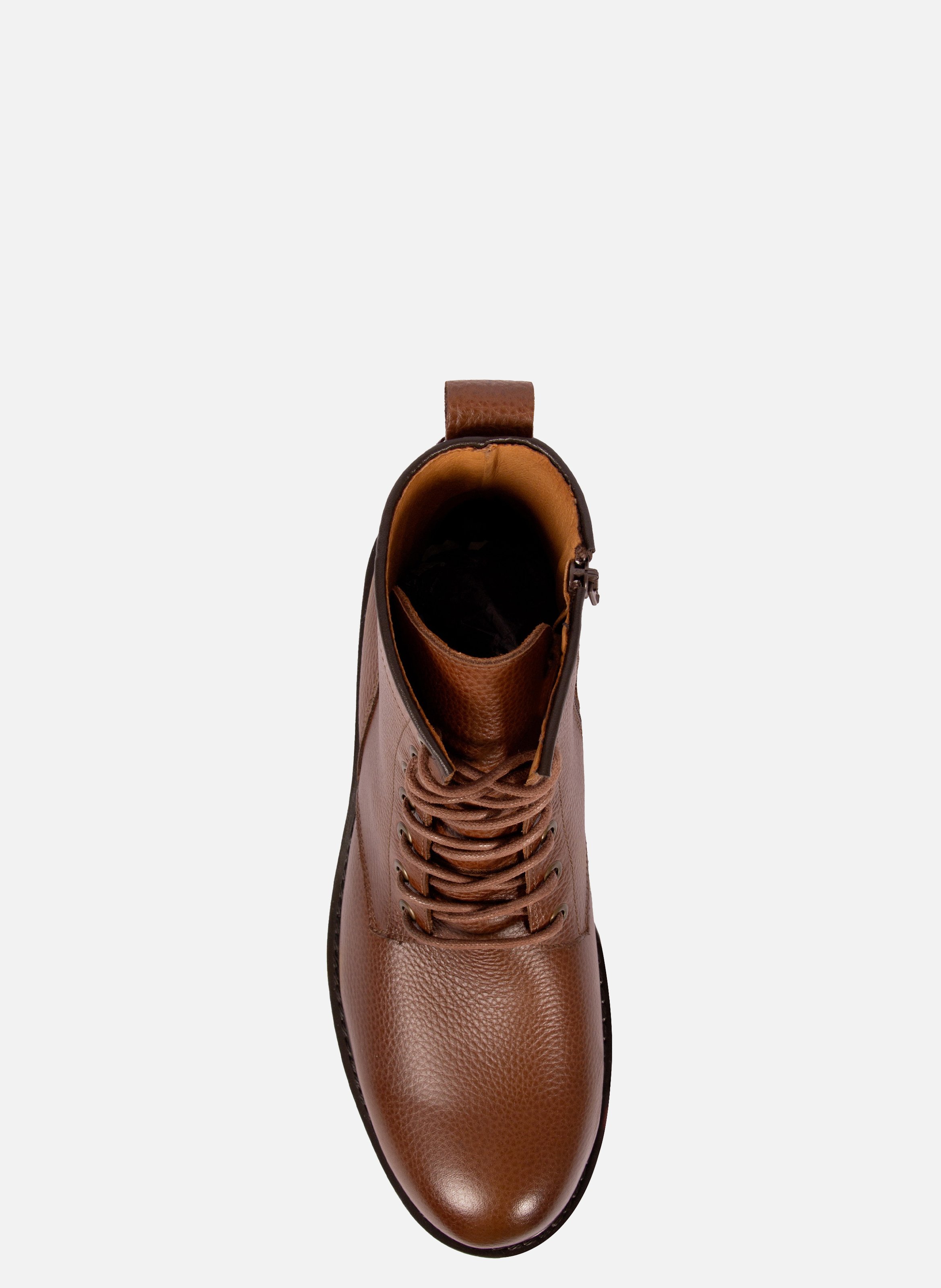 Grained leather lug sole boots JULES & JENN Brown