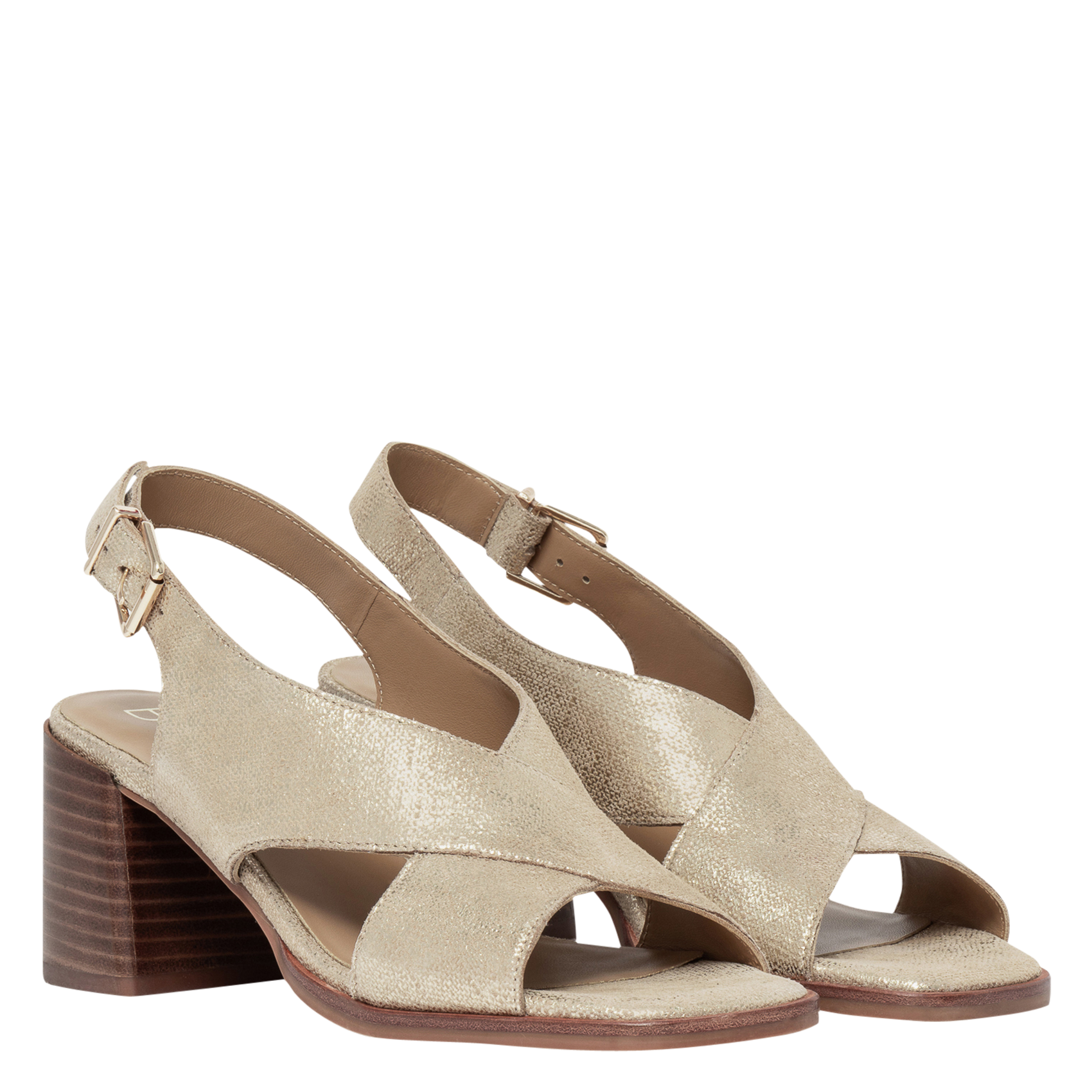 Sandales à talon en cuir BOCAGE Doré