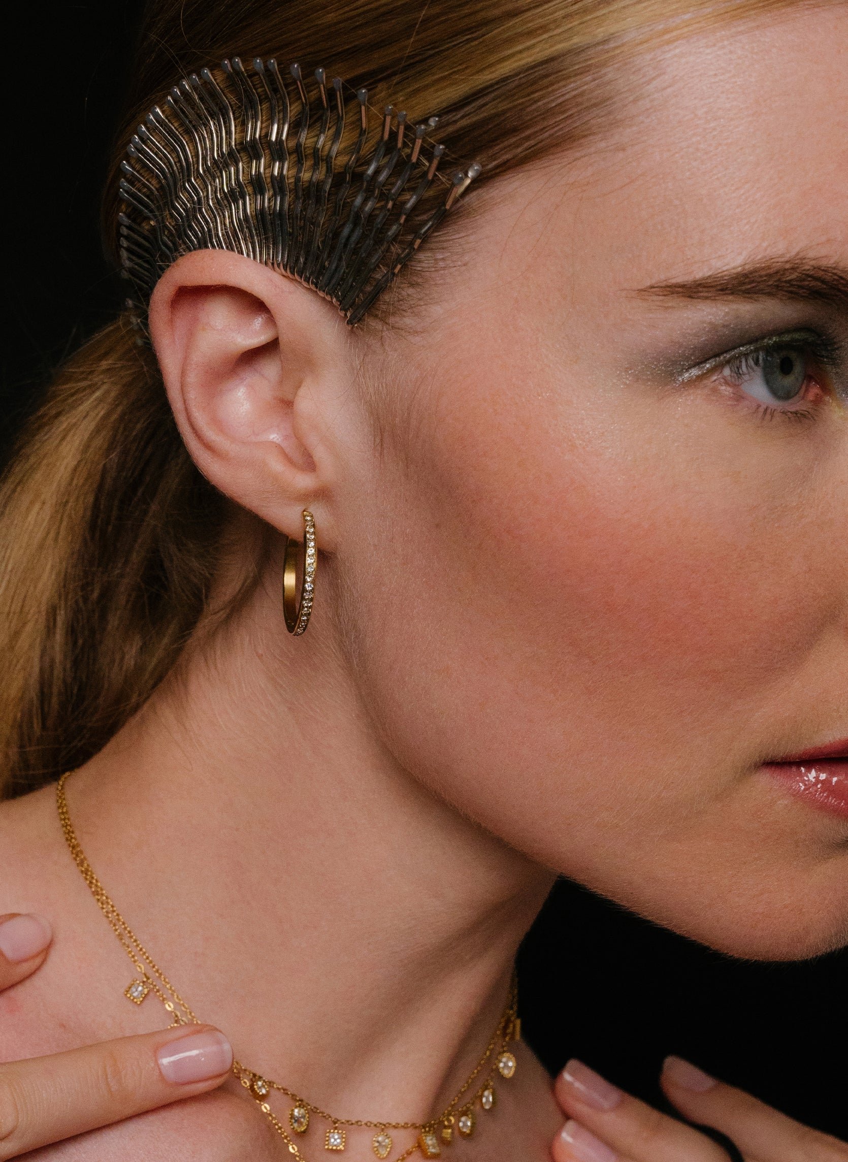 Leela Starry Hoop Earrings AEC Paris Golden